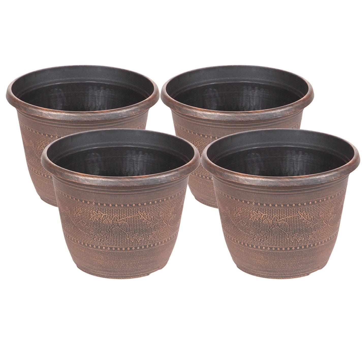 Yougarden  Acorn Planters Round 10 X 4 - Brown - 4xplanters