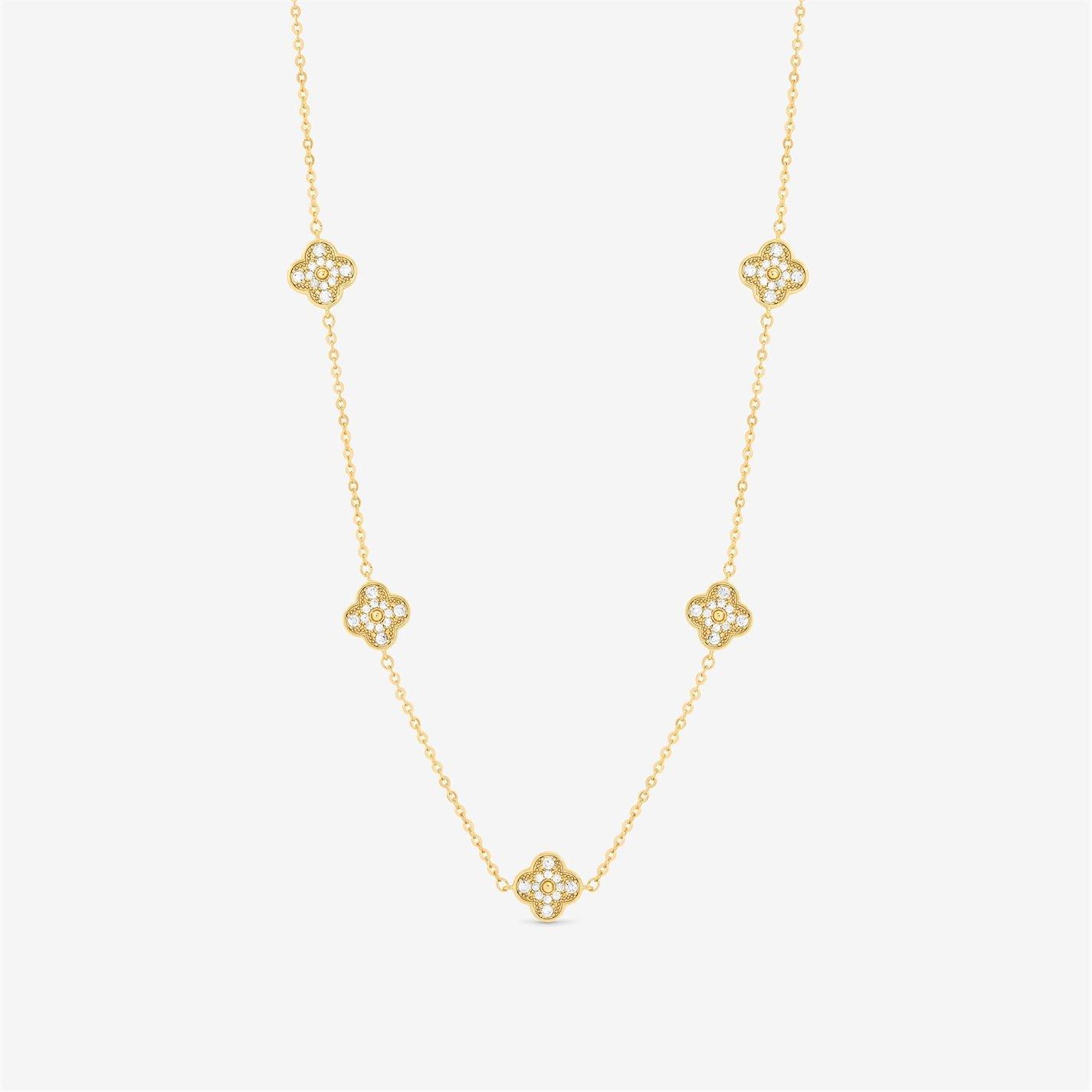 Jon Richard Jon Richard Gold Plated Pave Clover Necklace
