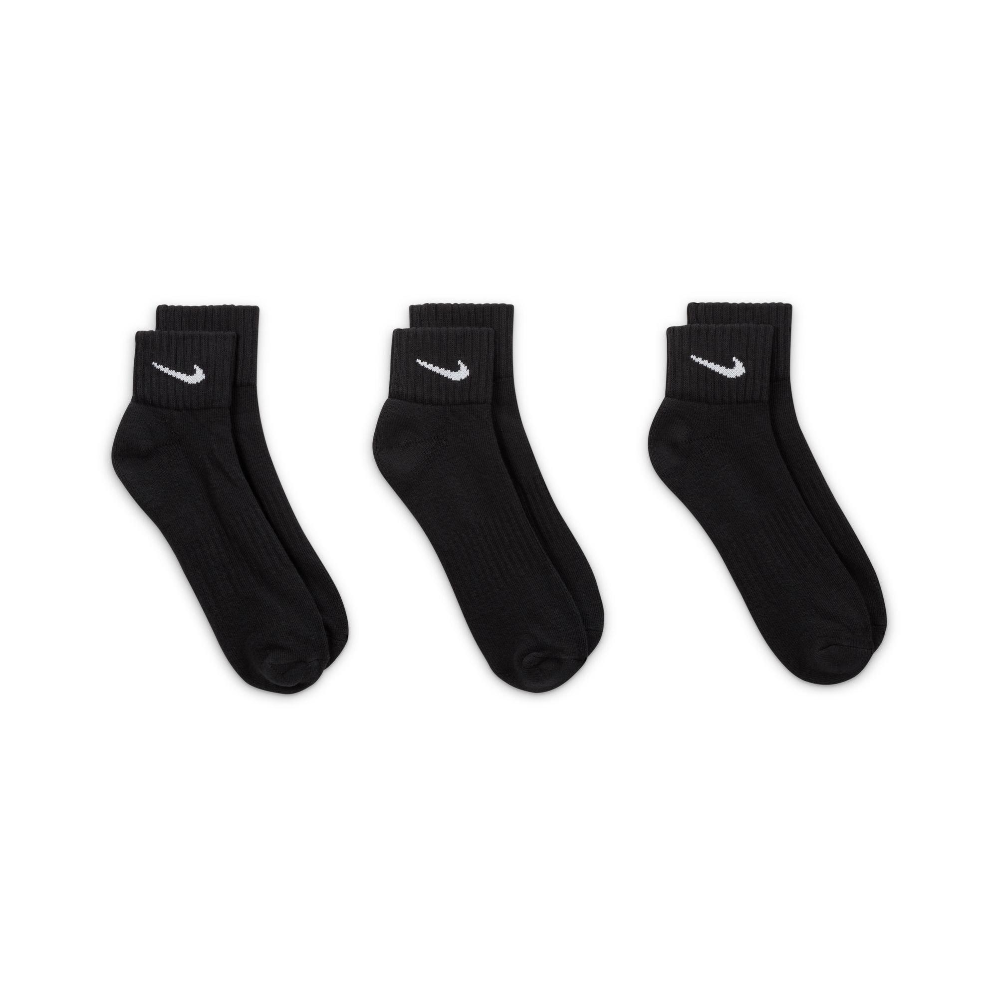 Black/White - Nike - Cushioned Ankle Socks (3 Pairs) - 7