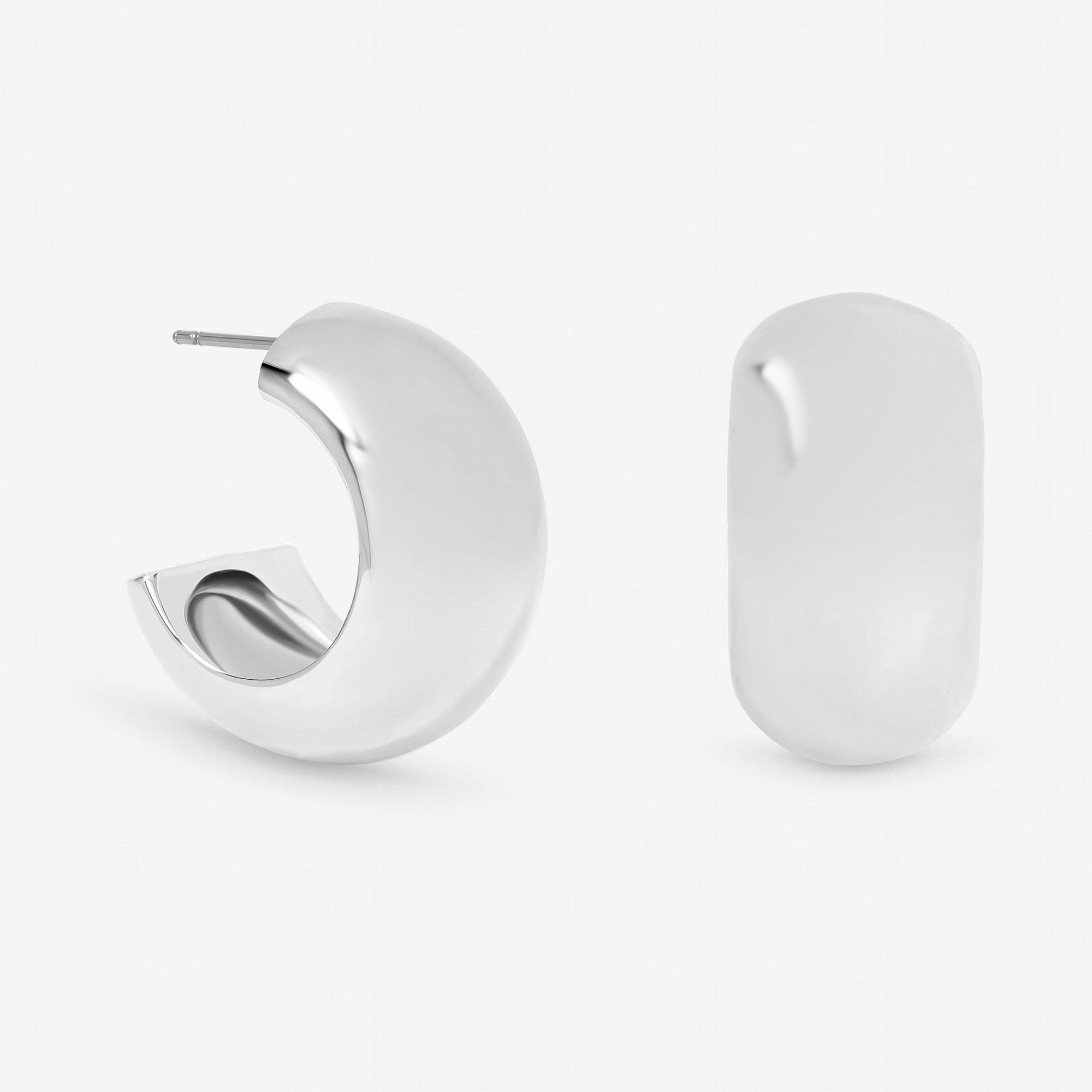 Silver - Mood - Silver Plated Chubby Hoop Earrings