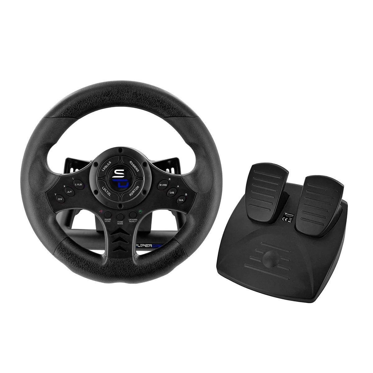 Black - Subsonic - Next Gen Gaming Steering Wheel with Pedals - 1