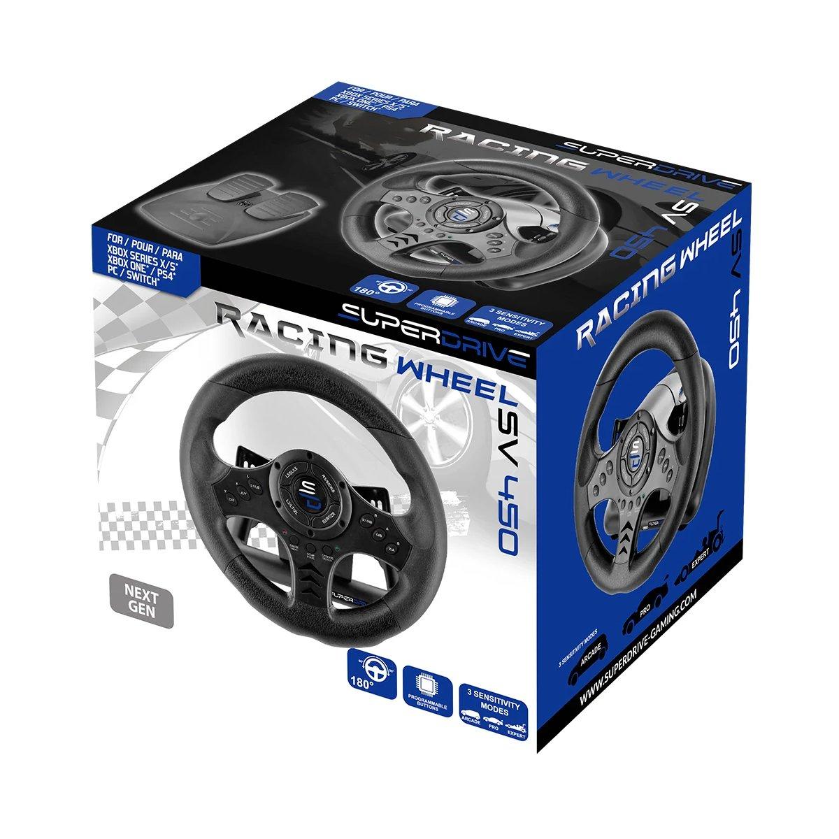 Black - Subsonic - Next Gen Gaming Steering Wheel with Pedals - 2