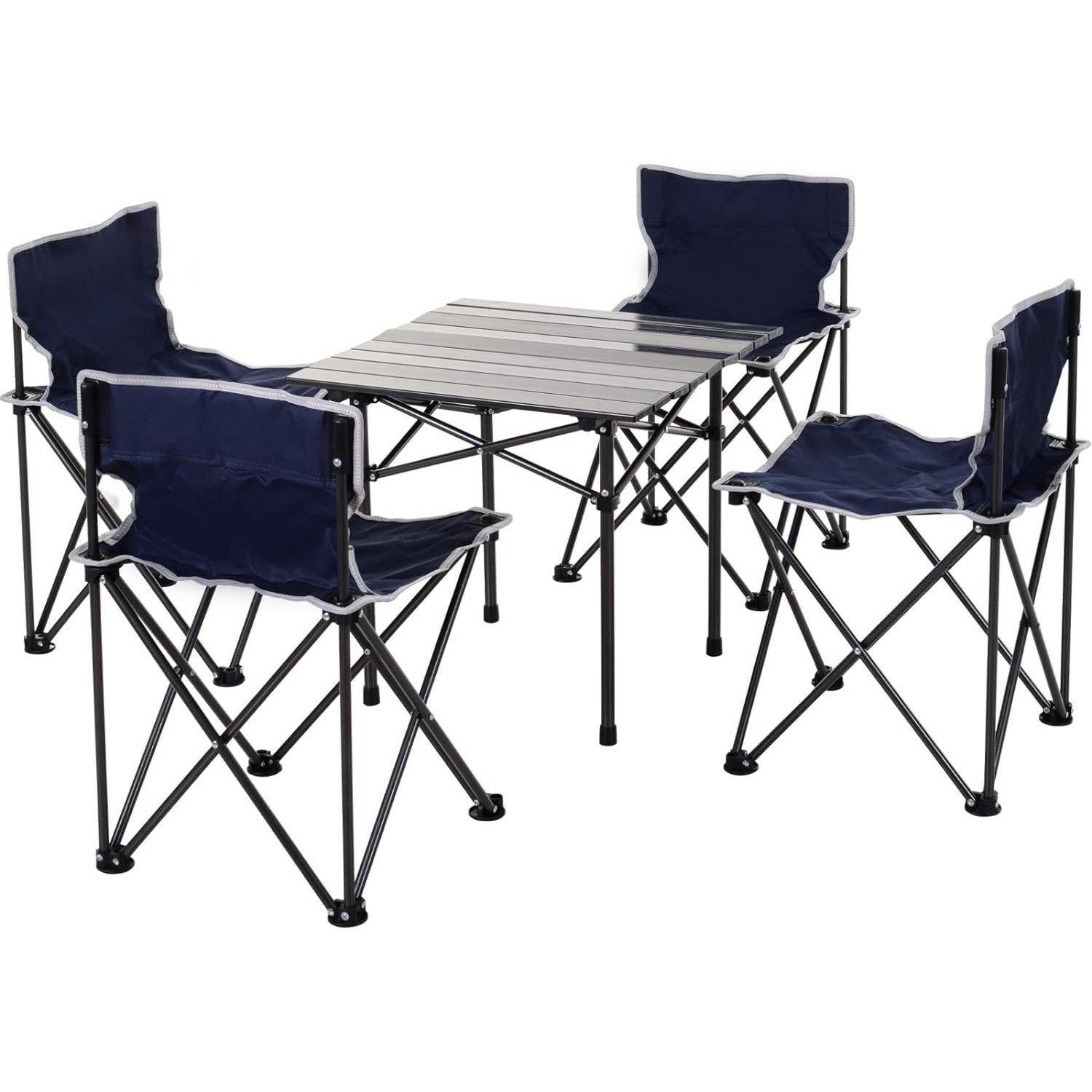 Blue - Outsunny - Outsunny Oxford Cloth 4 Seat Camping Table & Chair - 1