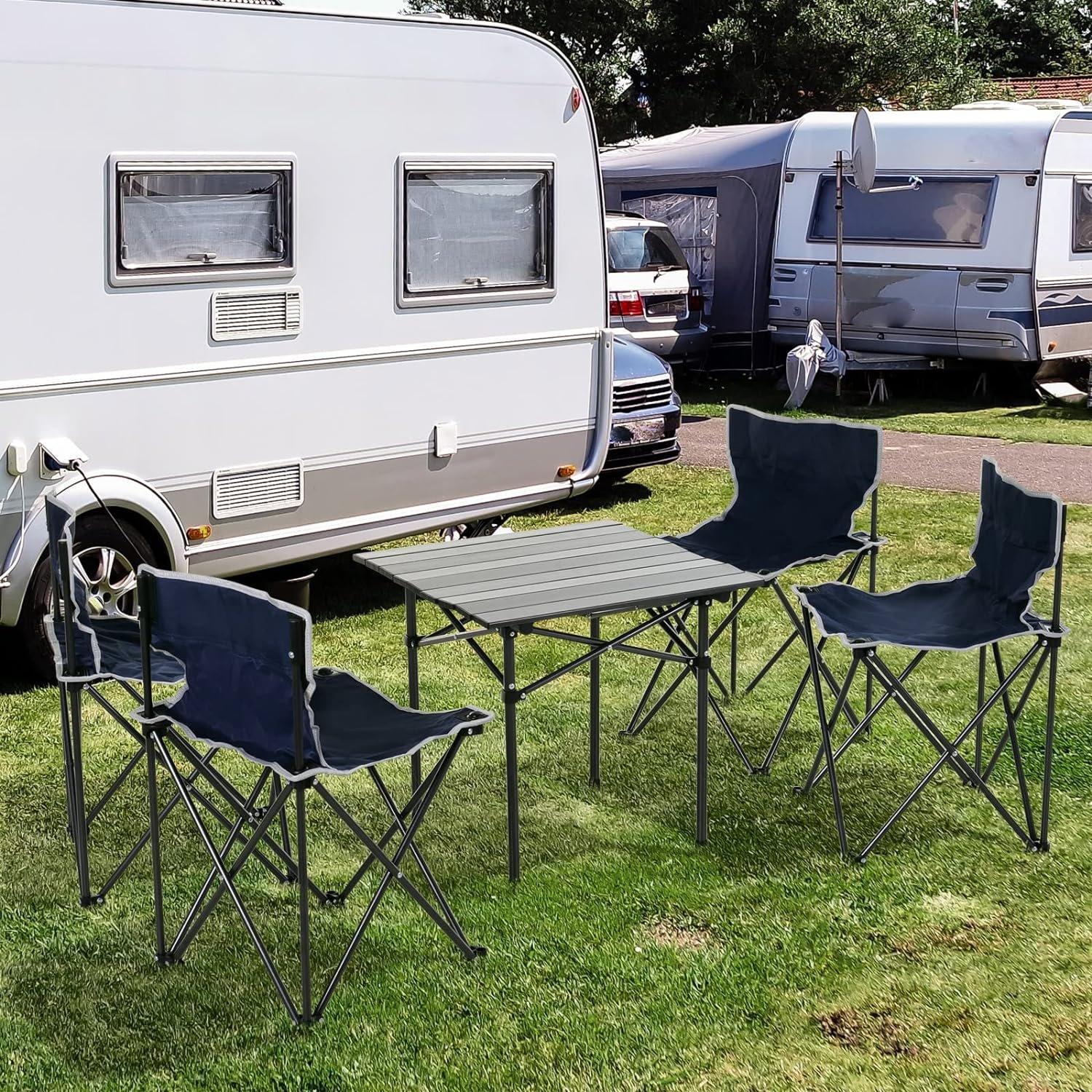 Blue - Outsunny - Outsunny Oxford Cloth 4 Seat Camping Table & Chair - 2
