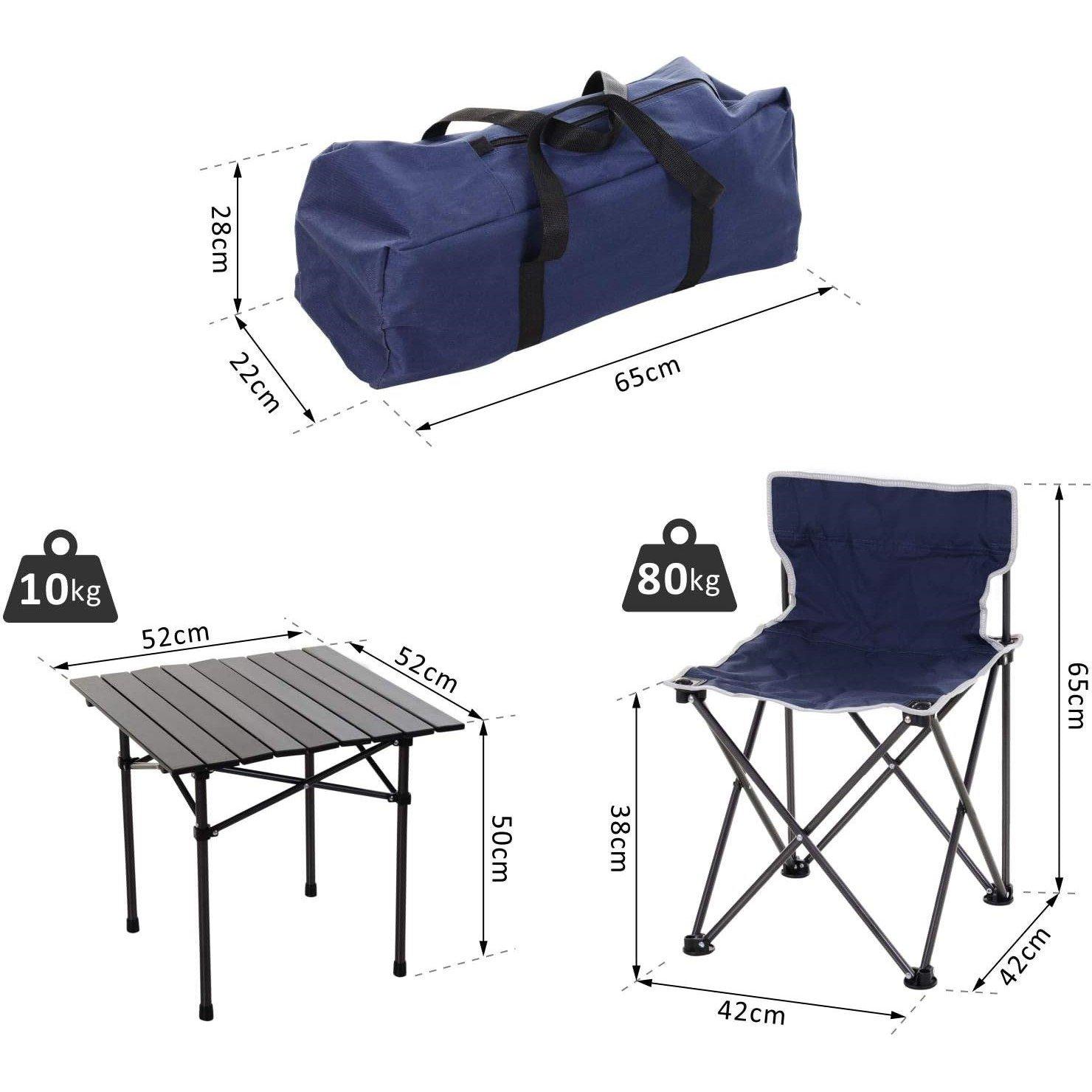 Blue - Outsunny - Outsunny Oxford Cloth 4 Seat Camping Table & Chair - 5