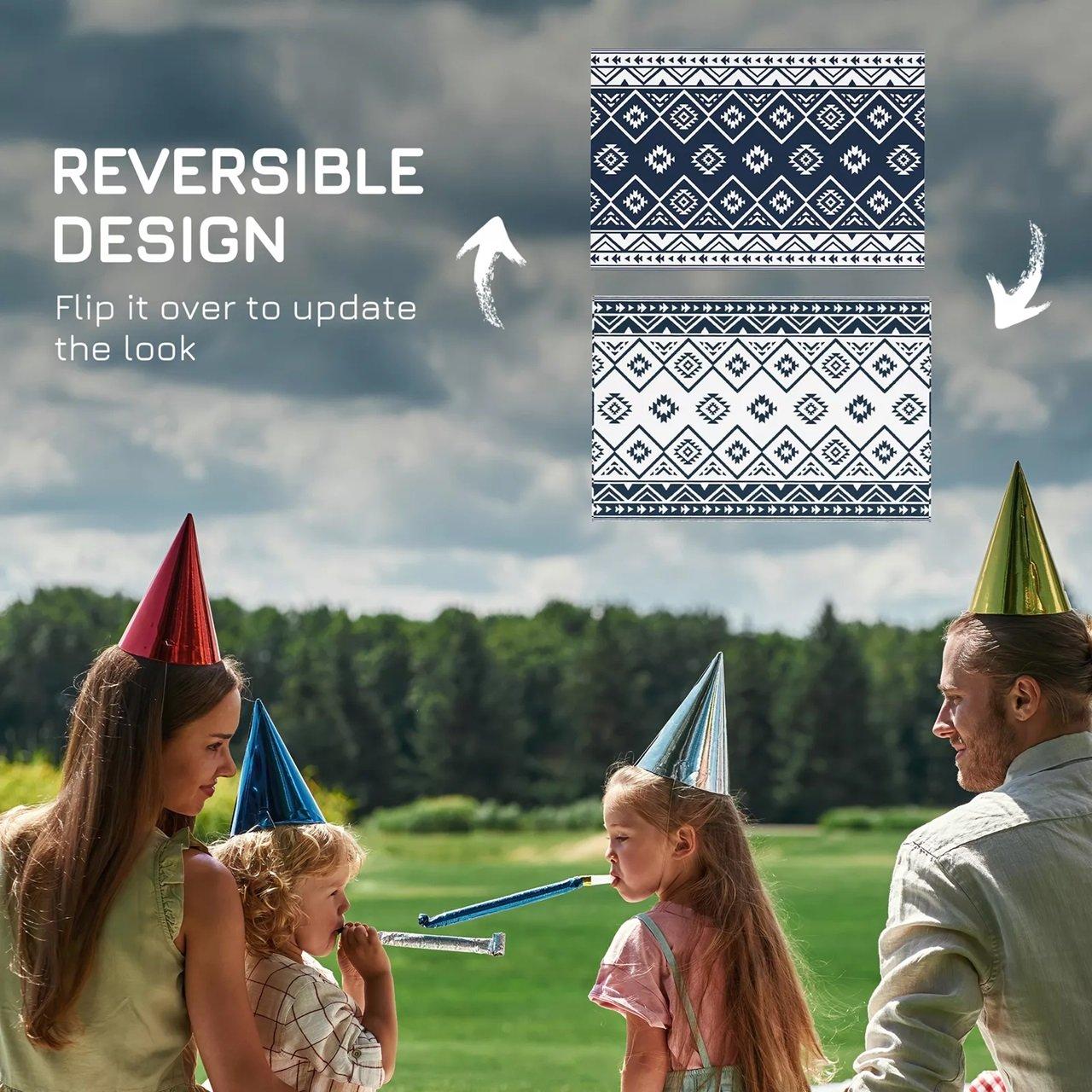 Blue - Outsunny - Plastic Straw Reversible RV Outdoor Rug 1.8 * 2.7m - 5