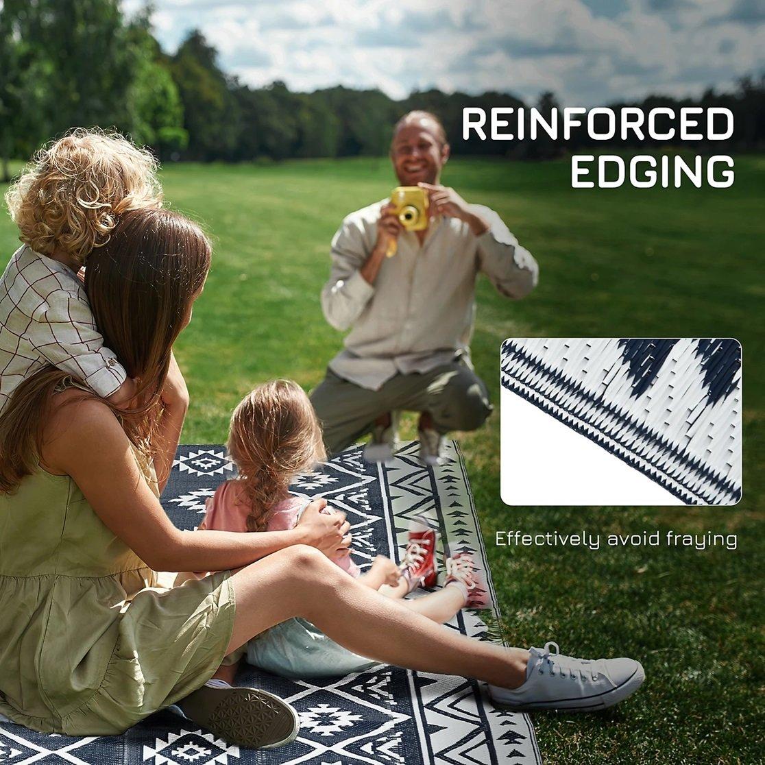 Blue - Outsunny - Plastic Straw Reversible RV Outdoor Rug 1.8 * 2.7m - 8