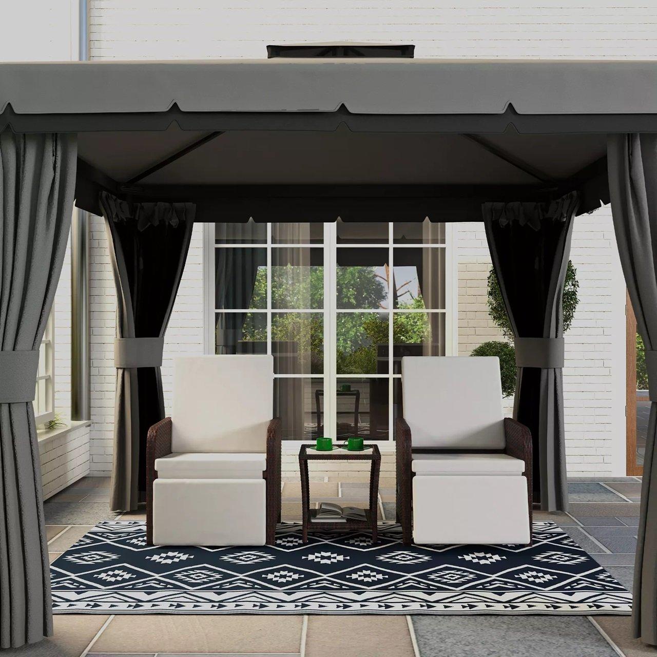 Blue - Outsunny - Plastic Straw Reversible RV Outdoor Rug 1.8 * 2.7m - 9