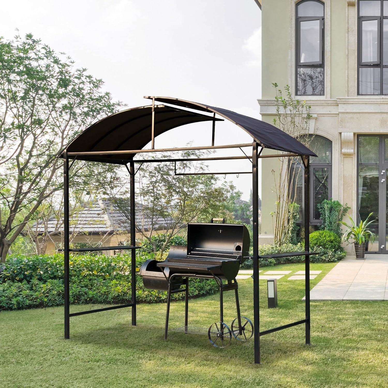 Black - Outsunny - Outsunny Metal BBQ Gazebo - 2