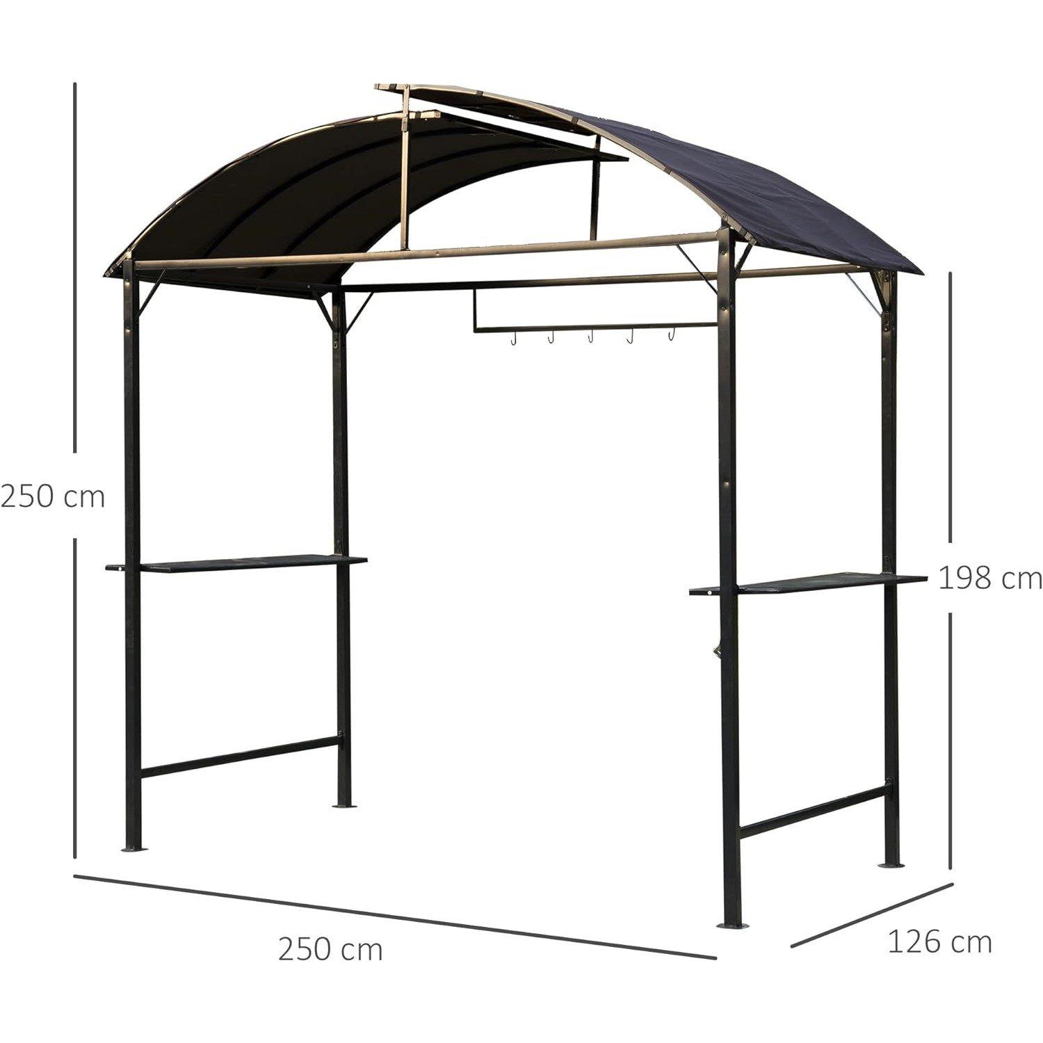 Black - Outsunny - Outsunny Metal BBQ Gazebo - 3