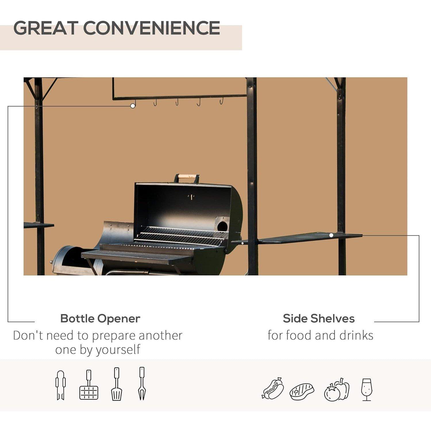 Black - Outsunny - Outsunny Metal BBQ Gazebo - 5