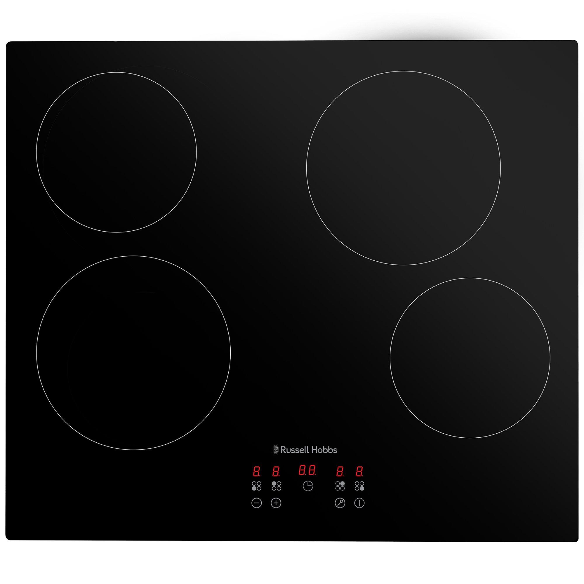 Black - Russell Hobbs - RH60EH413B 59cm 4 Zone Electric Hob in Black - 1