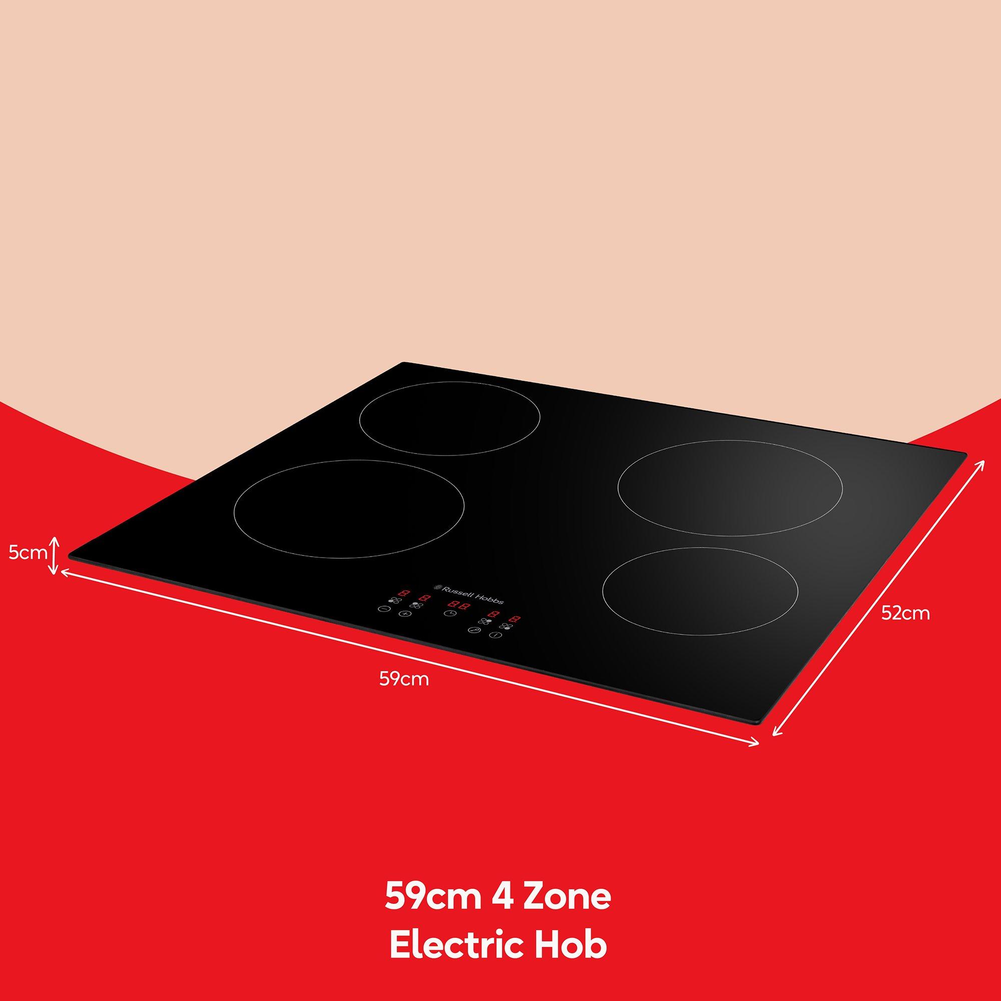 Black - Russell Hobbs - RH60EH413B 59cm 4 Zone Electric Hob in Black - 2