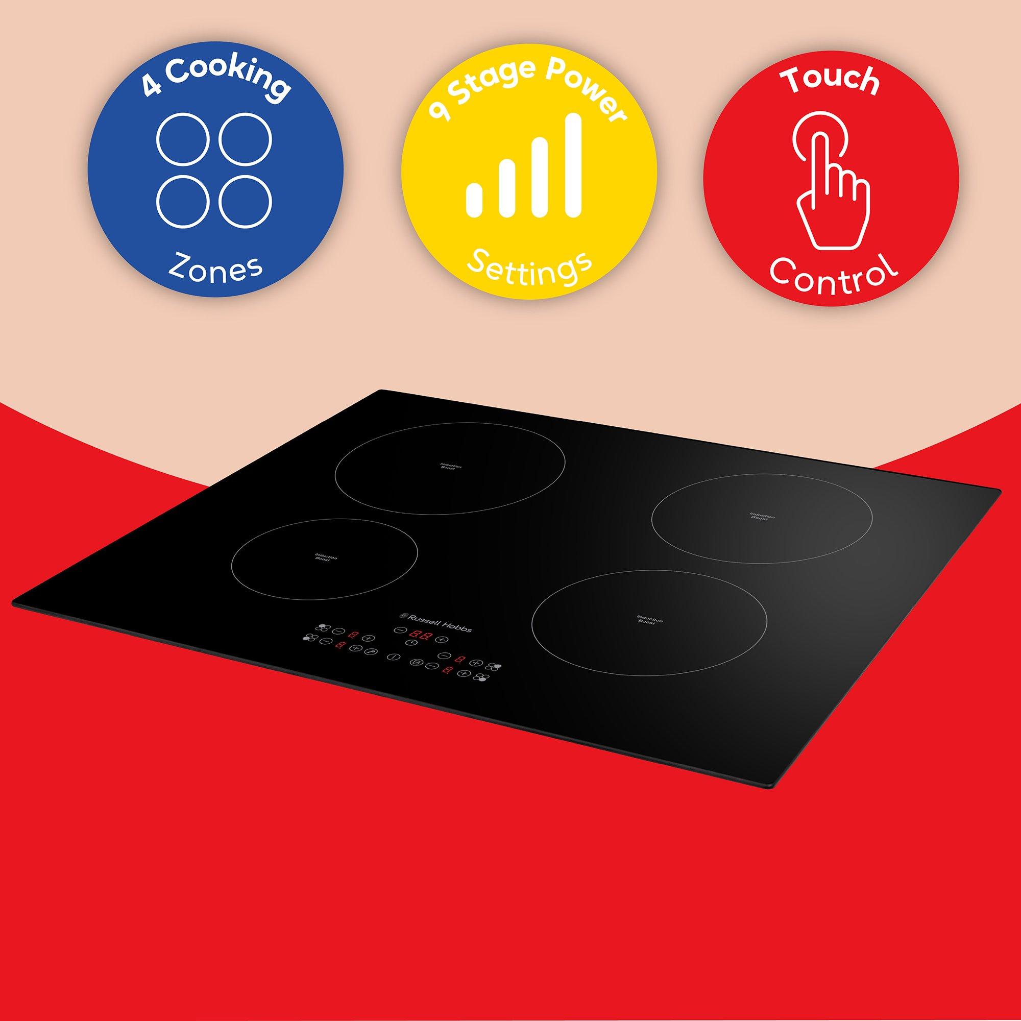 Black - Russell Hobbs - RH60IH413B 59cm 4 Zone Induction Hob in Black - 8