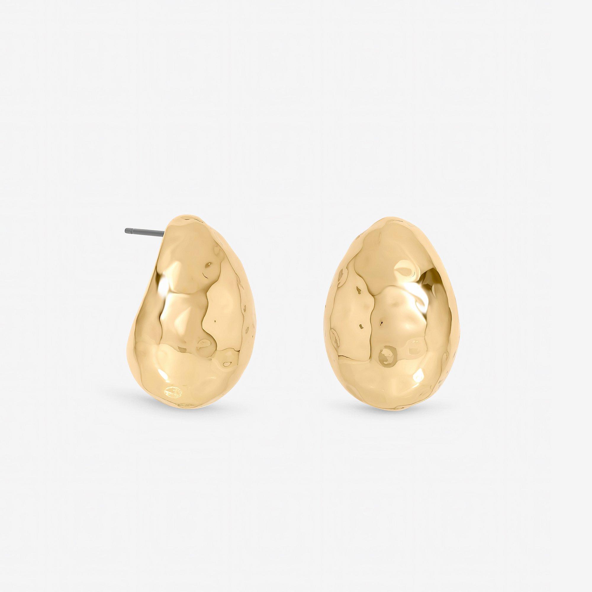 Mood Women's Plated Textured Dome Hoops Gold