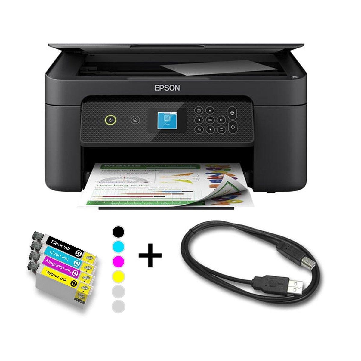 Black - Epson - XP-3200 All-in-One Printer Bundle with Cable & Ink