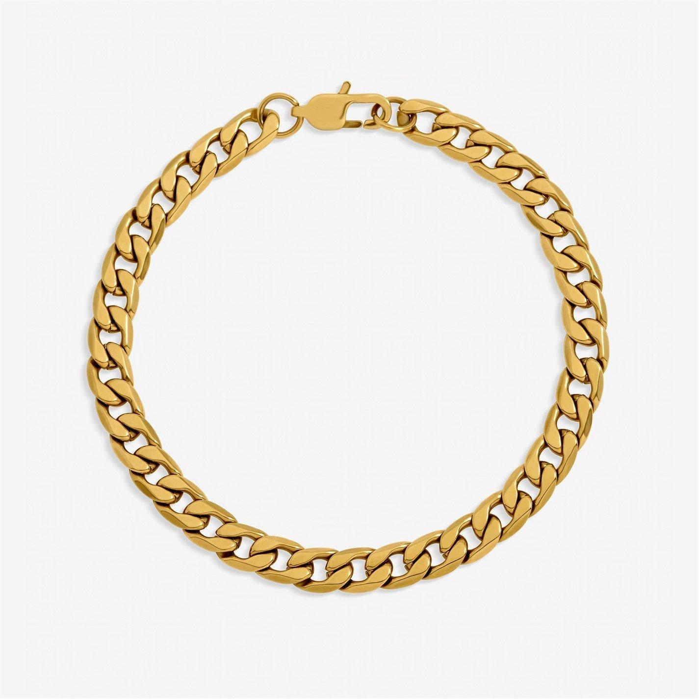 Gold - Inicio - Mens Waterproof Curb Chain Bracelet - Gift Pouch - 1
