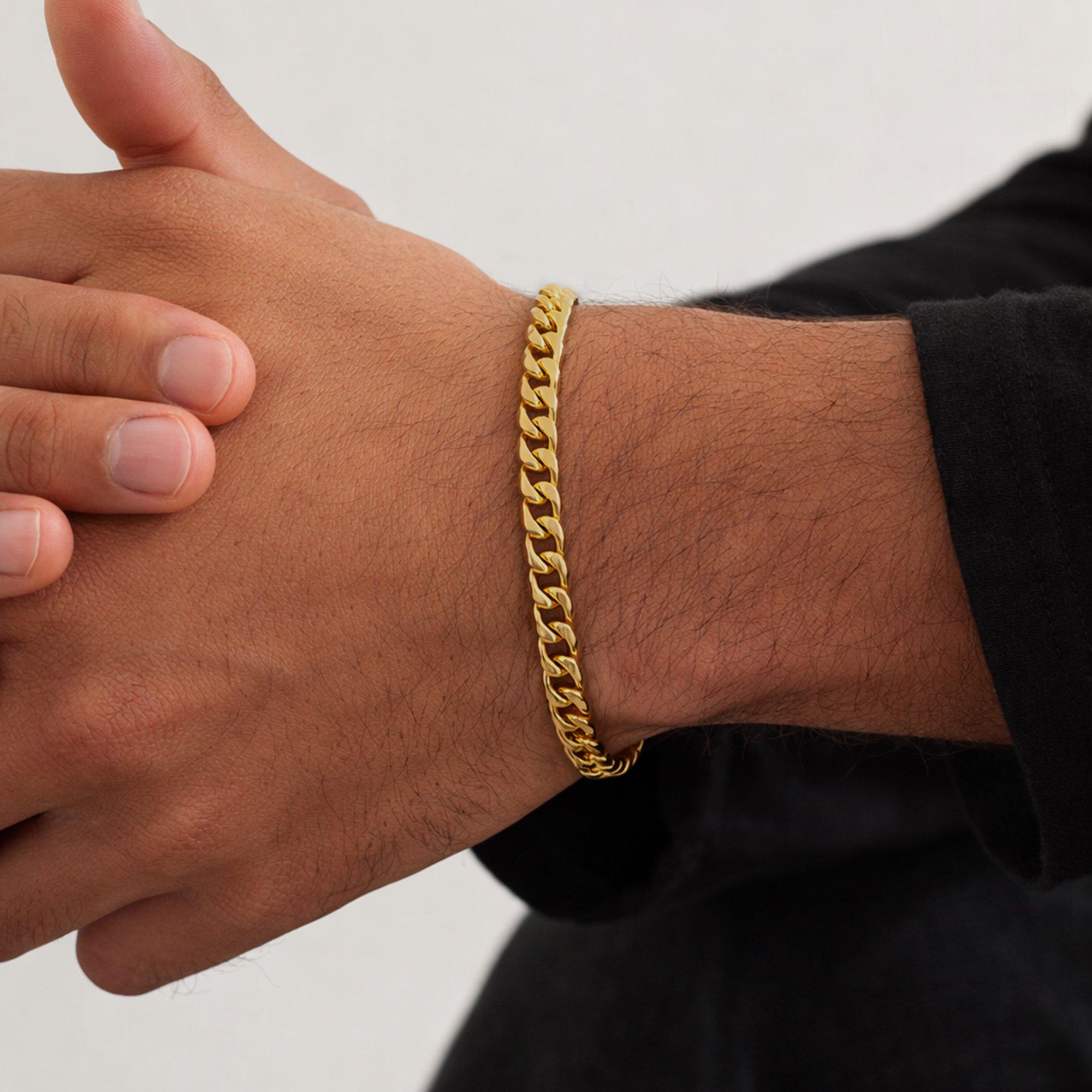 Gold - Inicio - Mens Waterproof Curb Chain Bracelet - Gift Pouch - 2