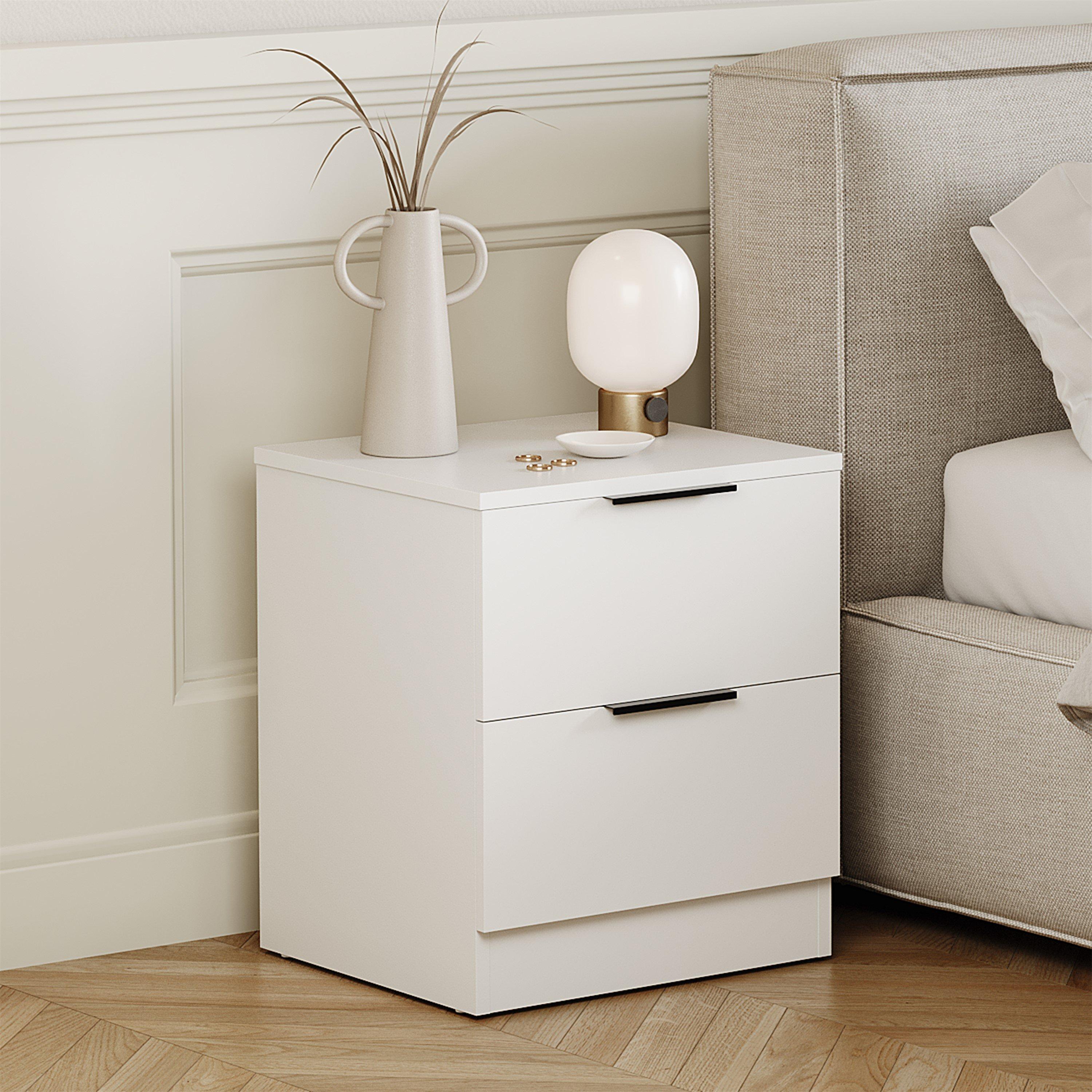 White - Lassic - Trega 2 Drawer Bedside Chest - 1