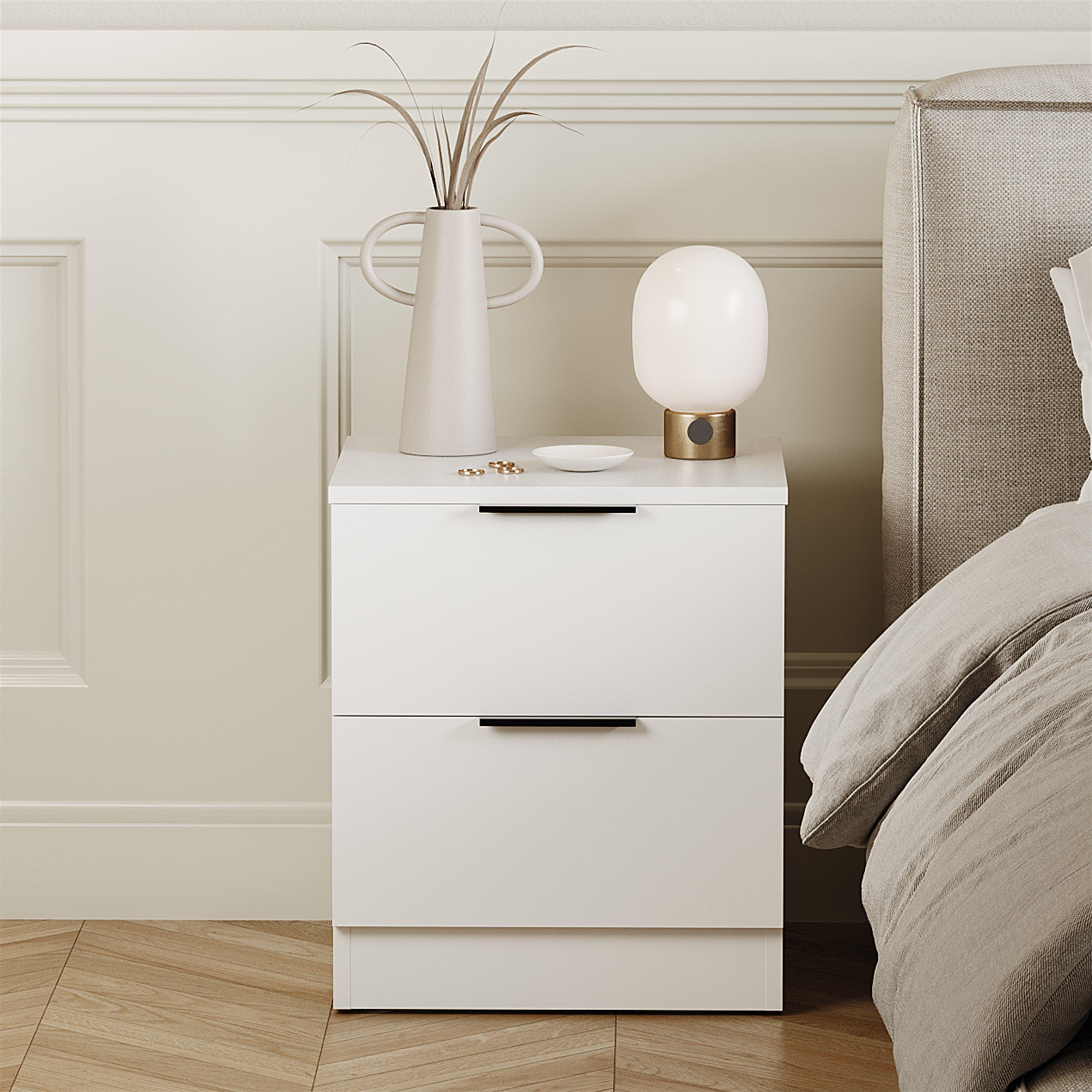 White - Lassic - Trega 2 Drawer Bedside Chest - 3