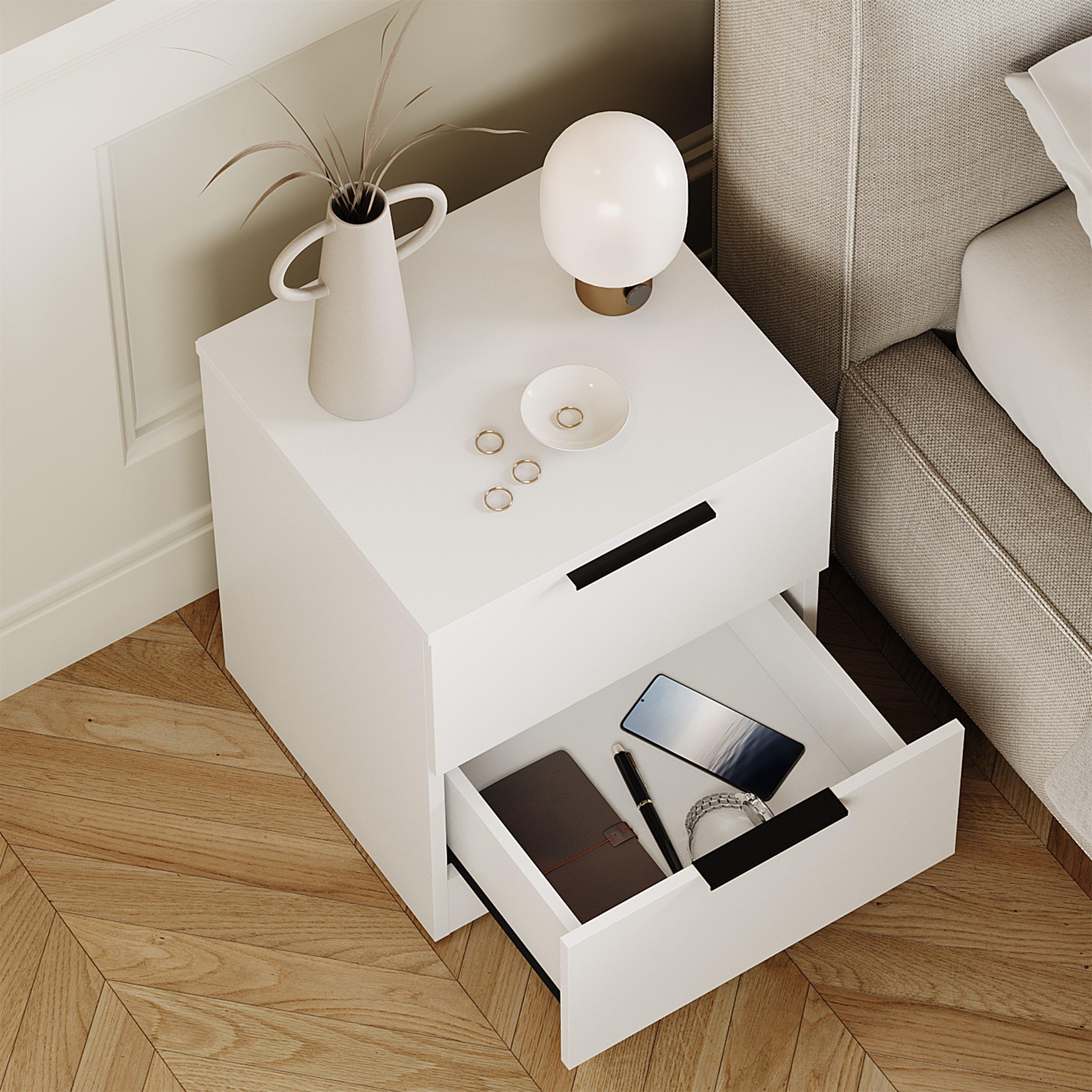 White - Lassic - Trega 2 Drawer Bedside Chest - 5