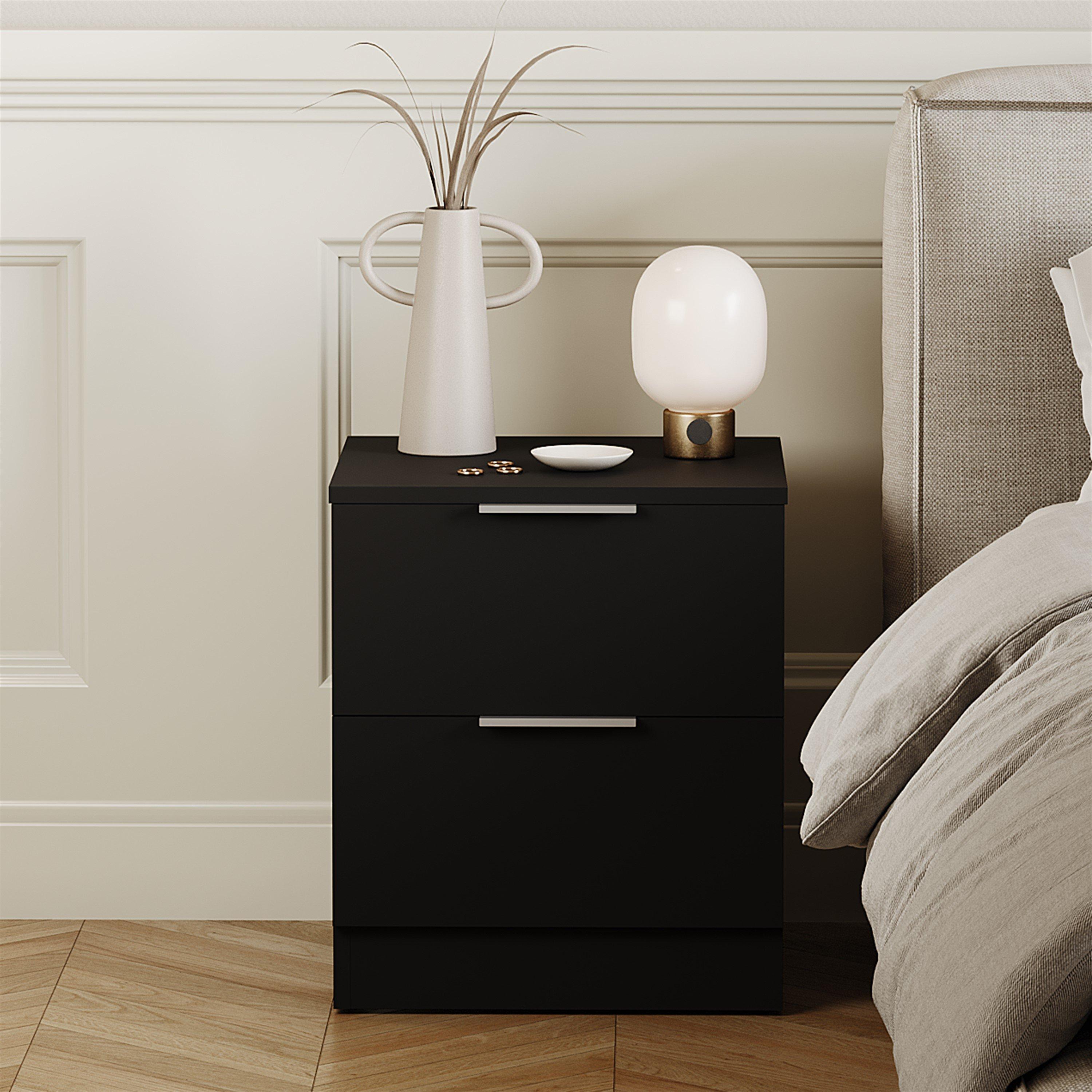 Black - Lassic - Trega 2 Drawer Bedside Chest - 3