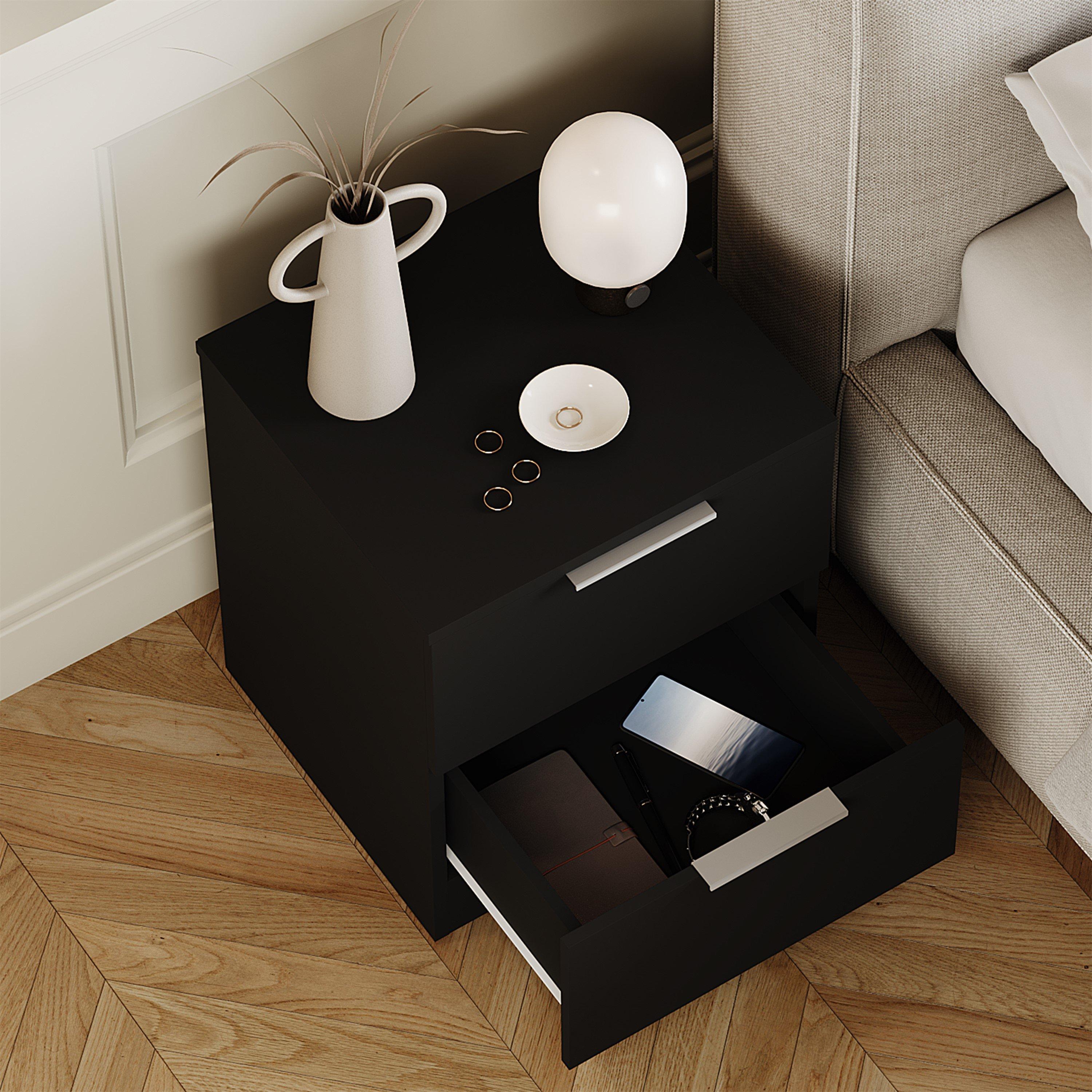 Black - Lassic - Trega 2 Drawer Bedside Chest - 5