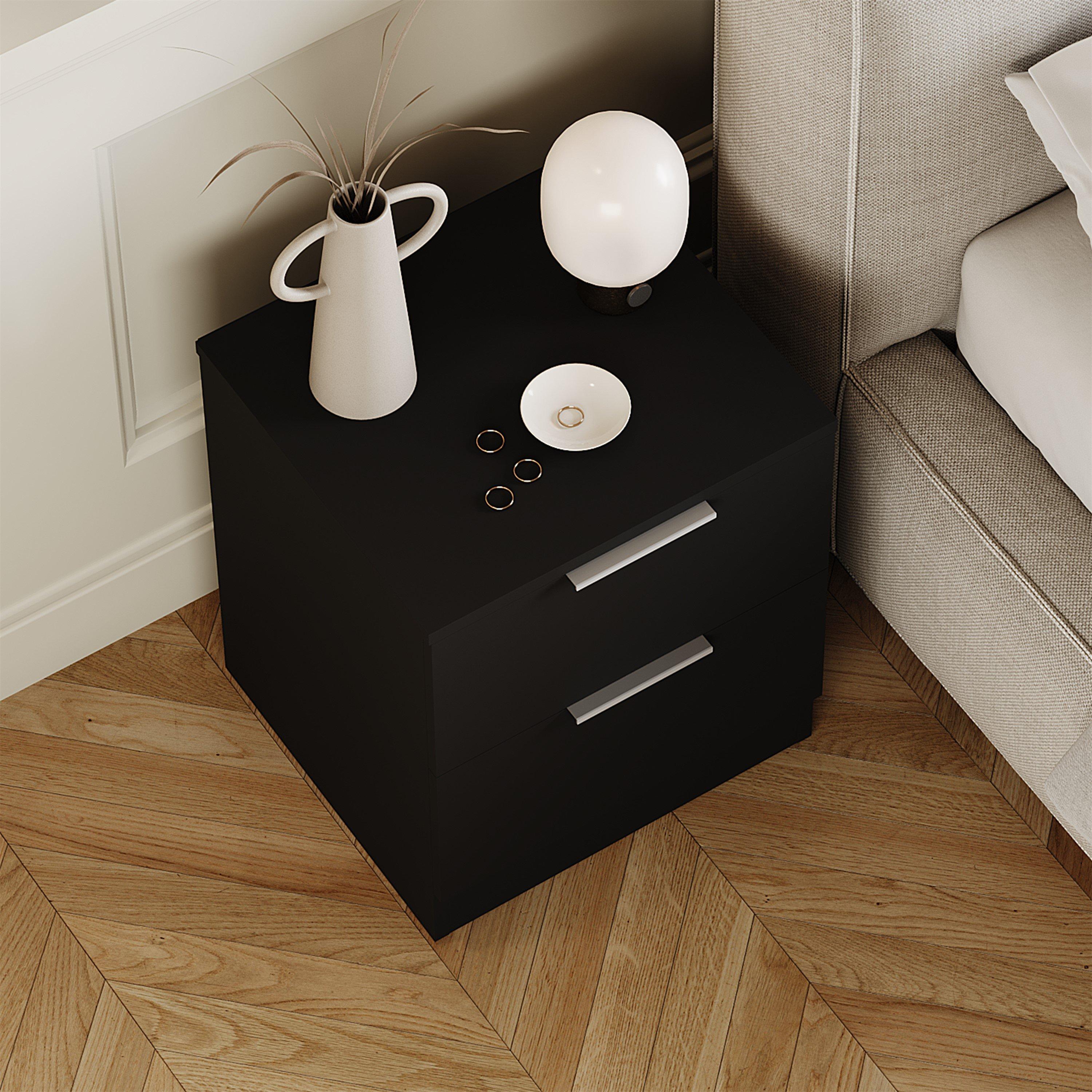 Black - Lassic - Trega 2 Drawer Bedside Chest - 6