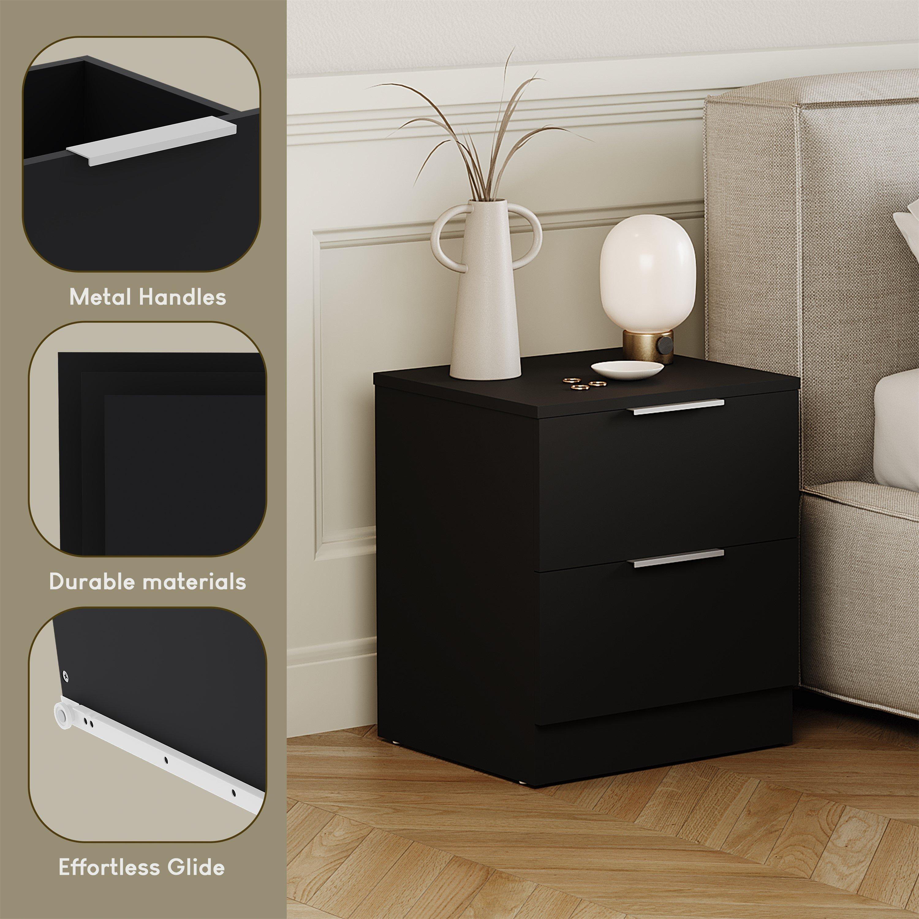 Black - Lassic - Trega 2 Drawer Bedside Chest - 7