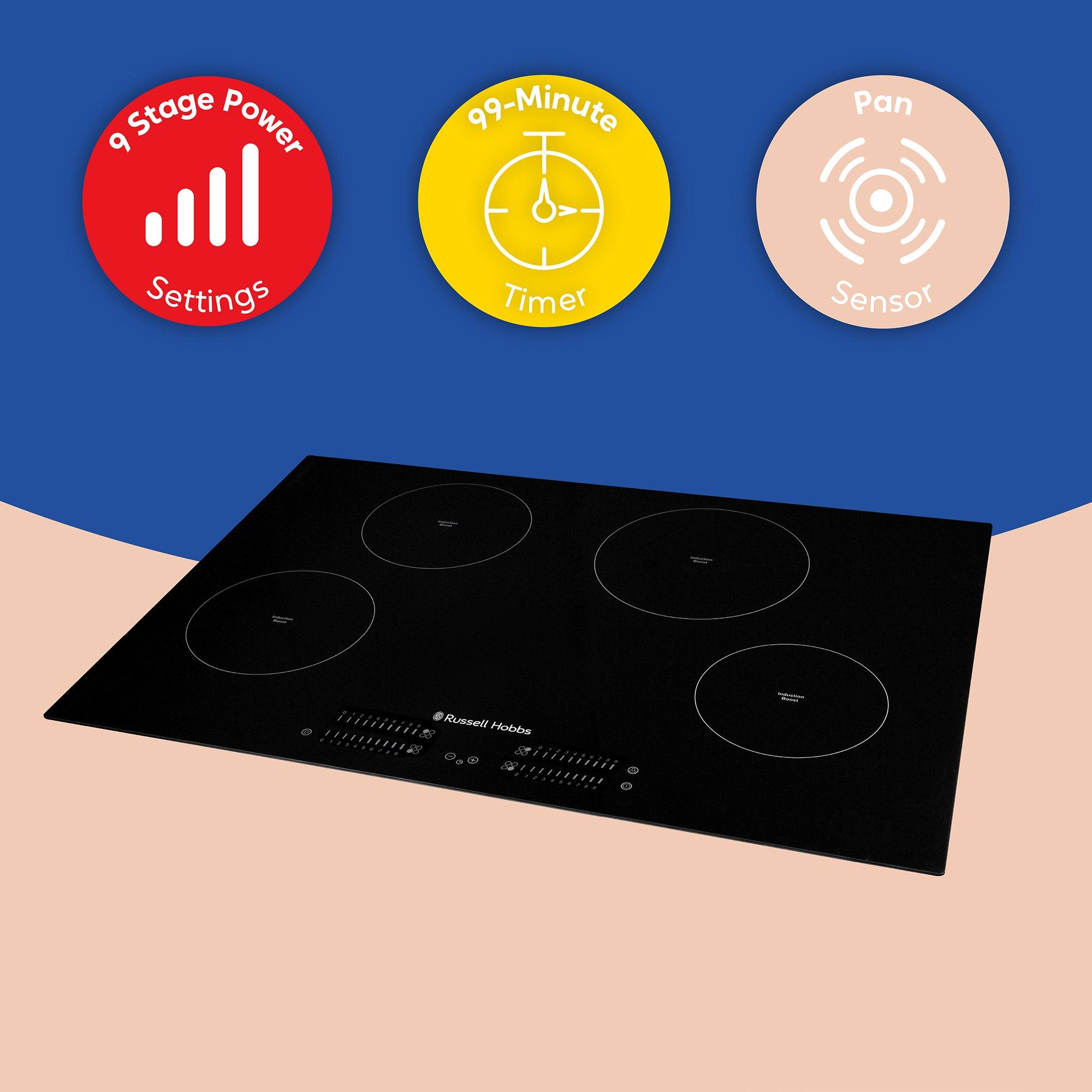 Black - Russell Hobbs - RH77IH413B 77cm Induction Hob in Black - 10