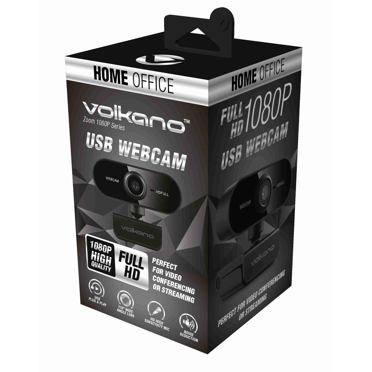 Black - Volkano - Volkano Zoom Series 1080P USB Webcam - Black - 3