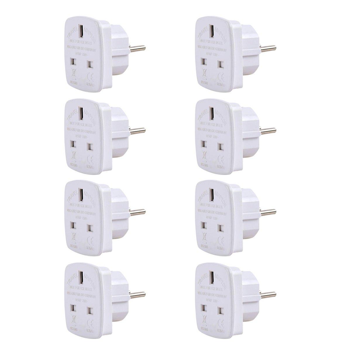 White - Cablexpert - UK 3-Pin to EU Plug 7.5A Power Adapter - Pack of 8 - 3