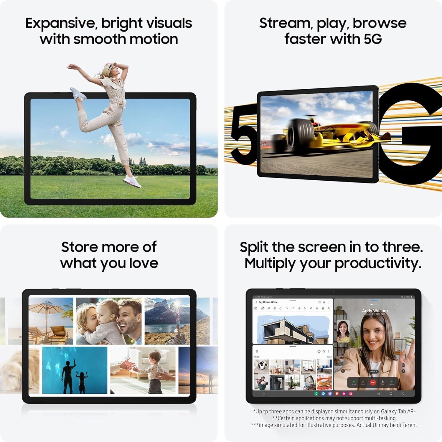 Silver - Samsung - Samsung Galaxy Tab A9+ 11in 64GB Wi-Fi Tablet - 6