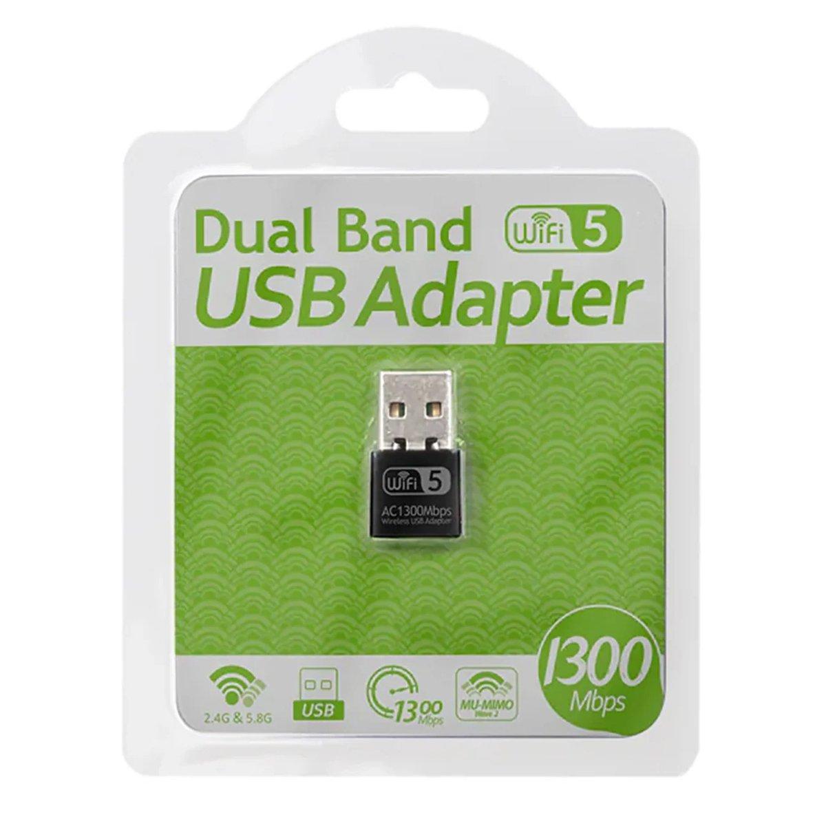 Black - Generic - Dual Band 1300Mbps Wireless USB Adapter - 2