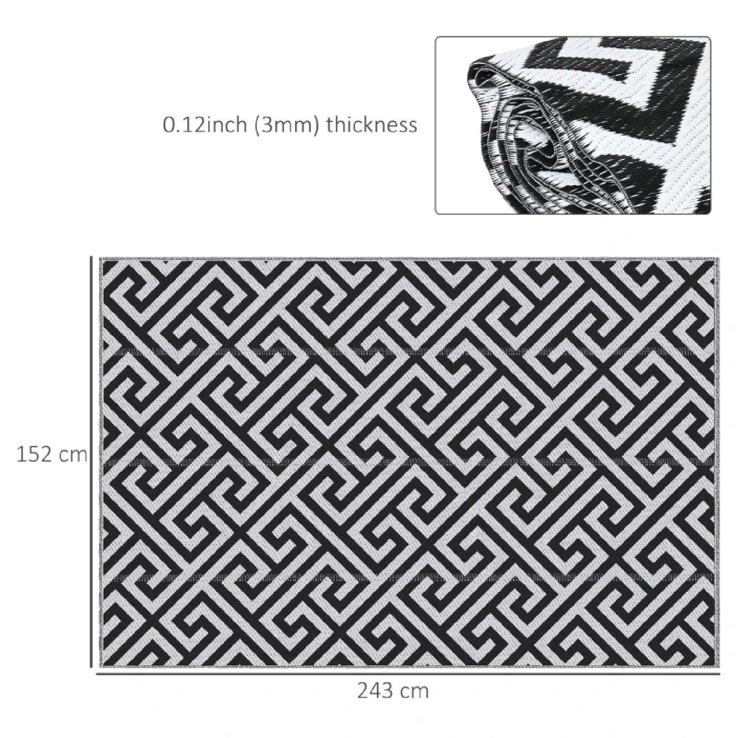 Black - Outsunny - Mat Plastic Straw Reversable Outdoor Rug - 2