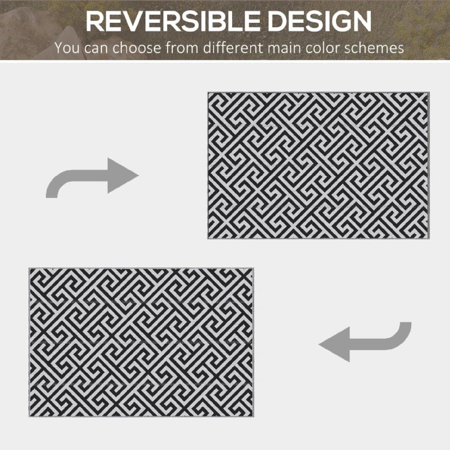 Black - Outsunny - Mat Plastic Straw Reversable Outdoor Rug - 5