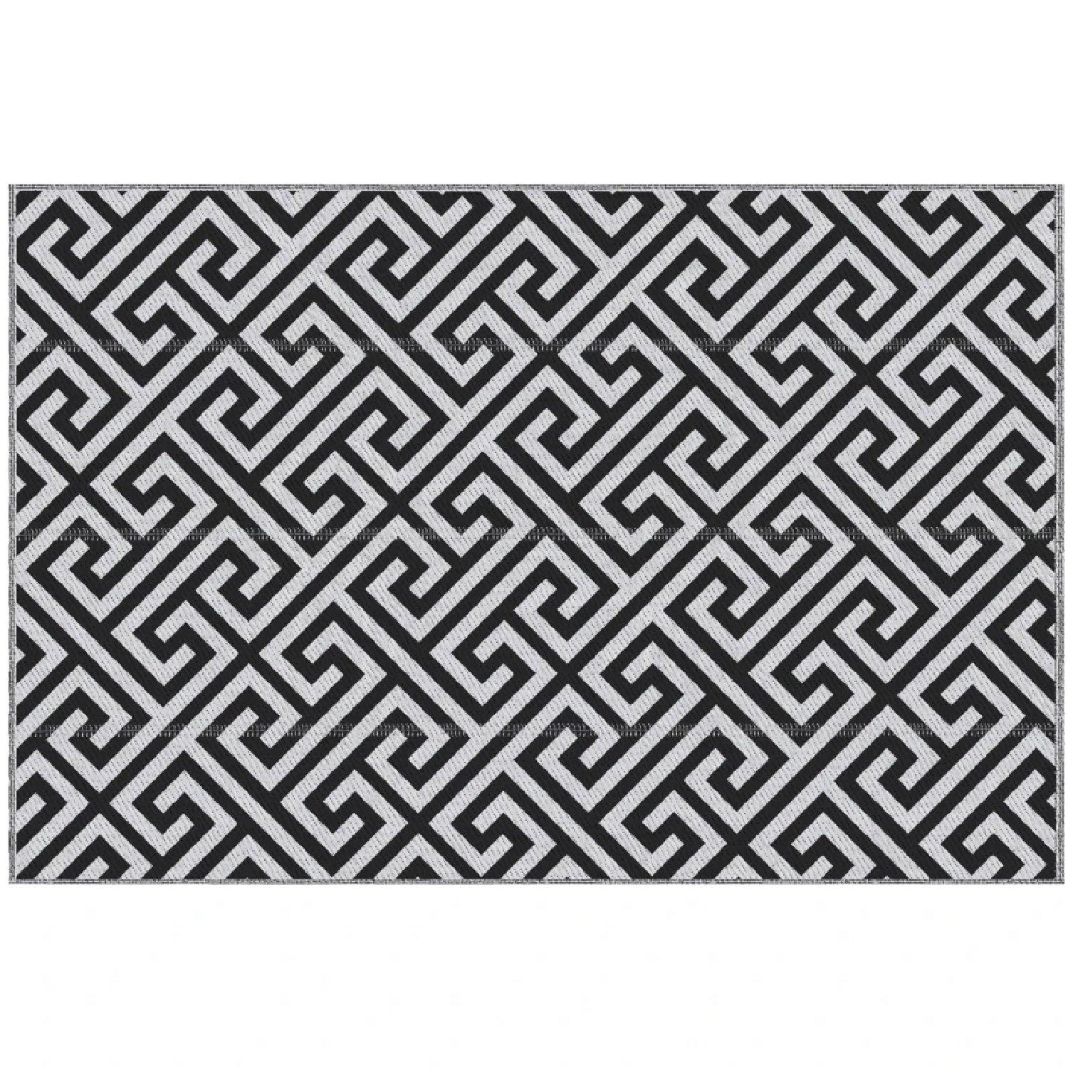 Black - Outsunny - Mat Plastic Straw Reversable Outdoor Rug - 8