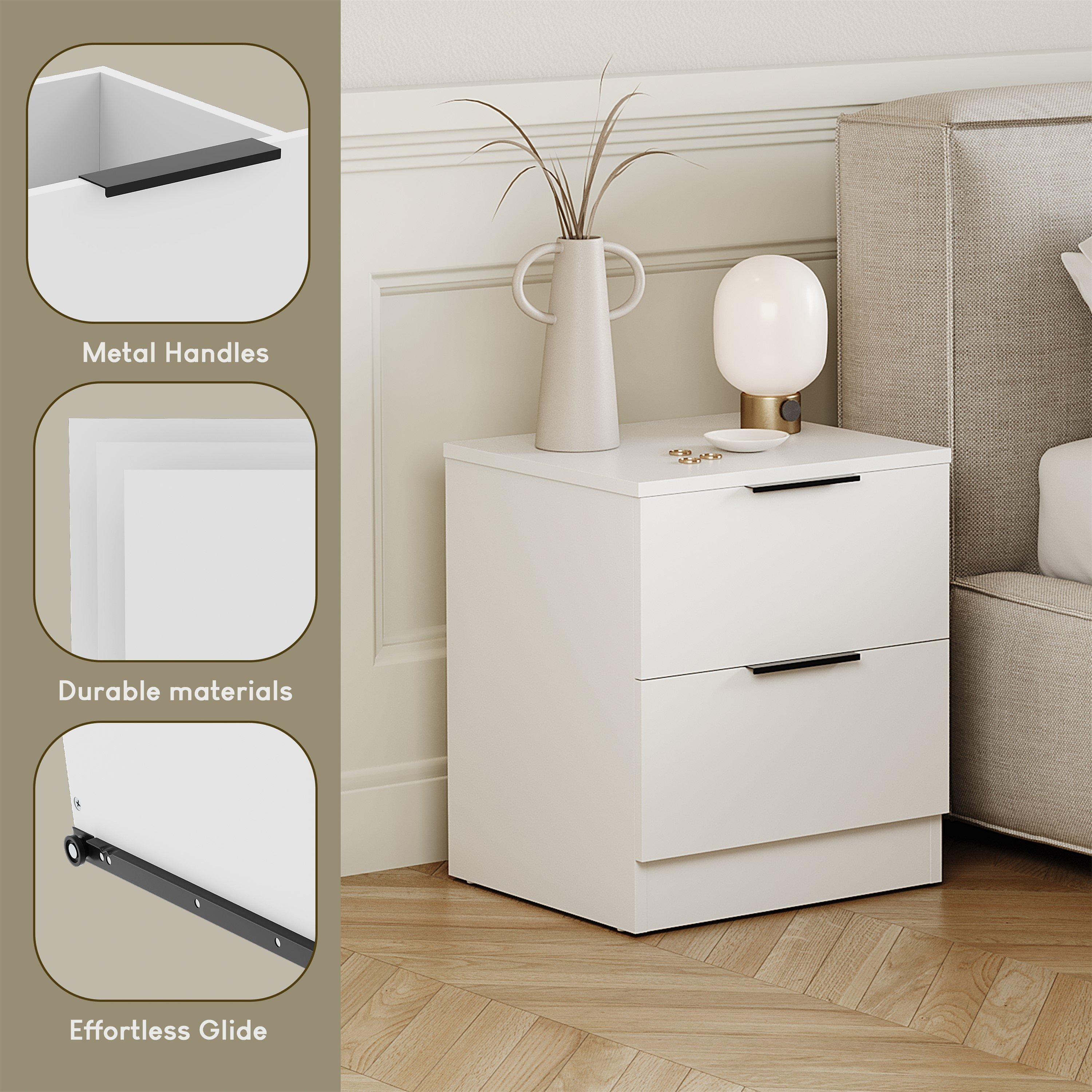 White - Lassic - Trega 2 Drawer Bedside Chest Set Of 2 - 8