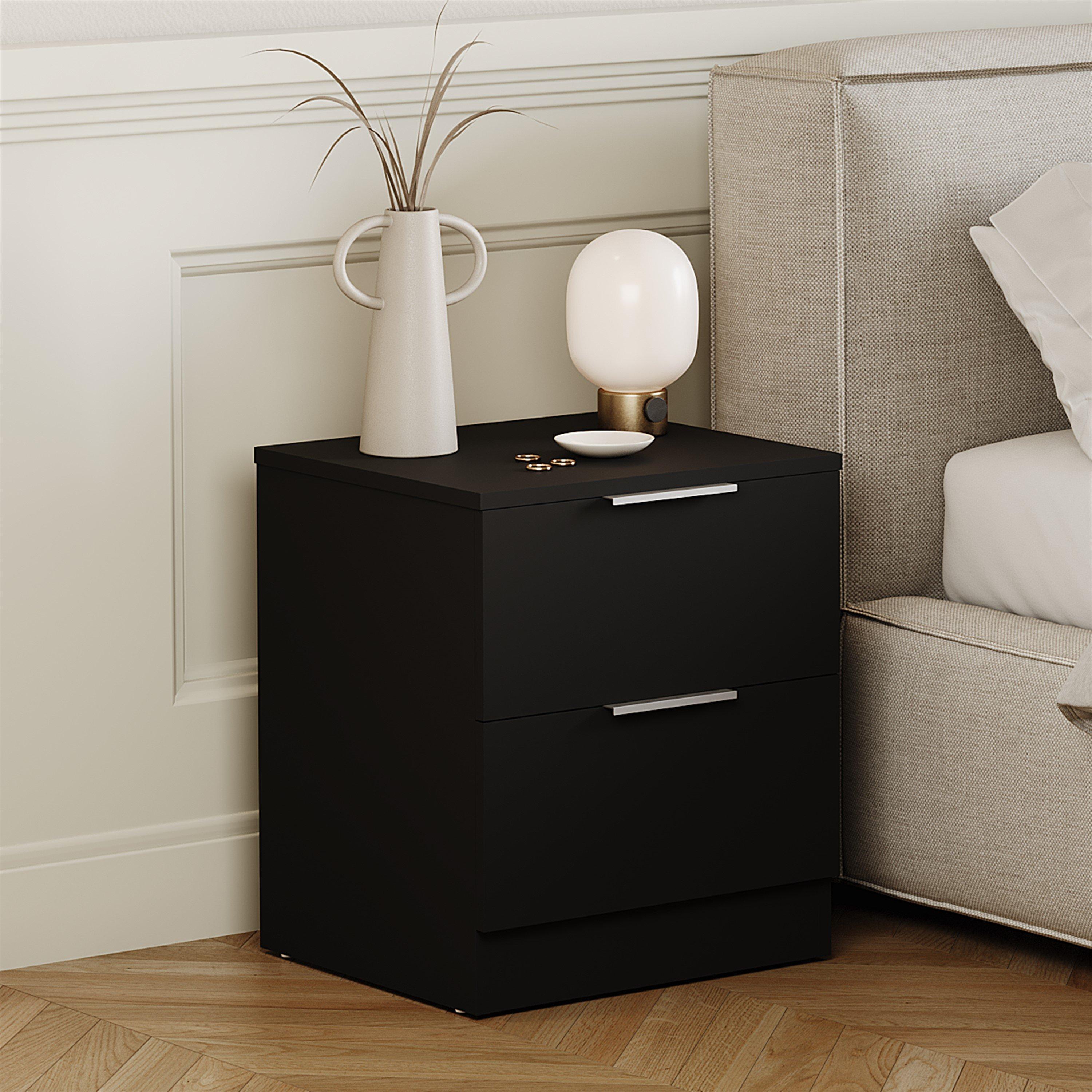 Black - Lassic - Trega 2 Drawer Bedside Chest Set Of 2 - 4