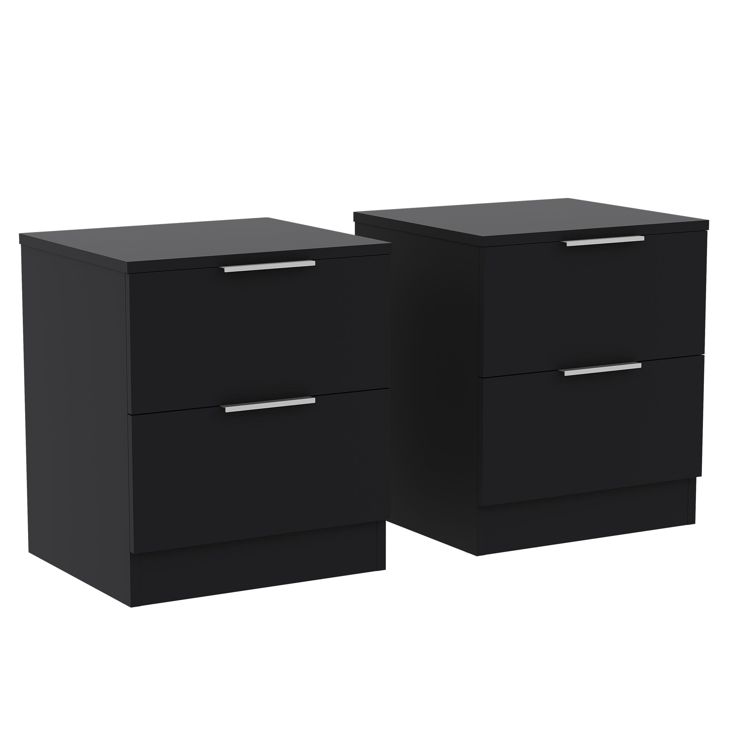 Black - Lassic - Trega 2 Drawer Bedside Chest Set Of 2 - 9