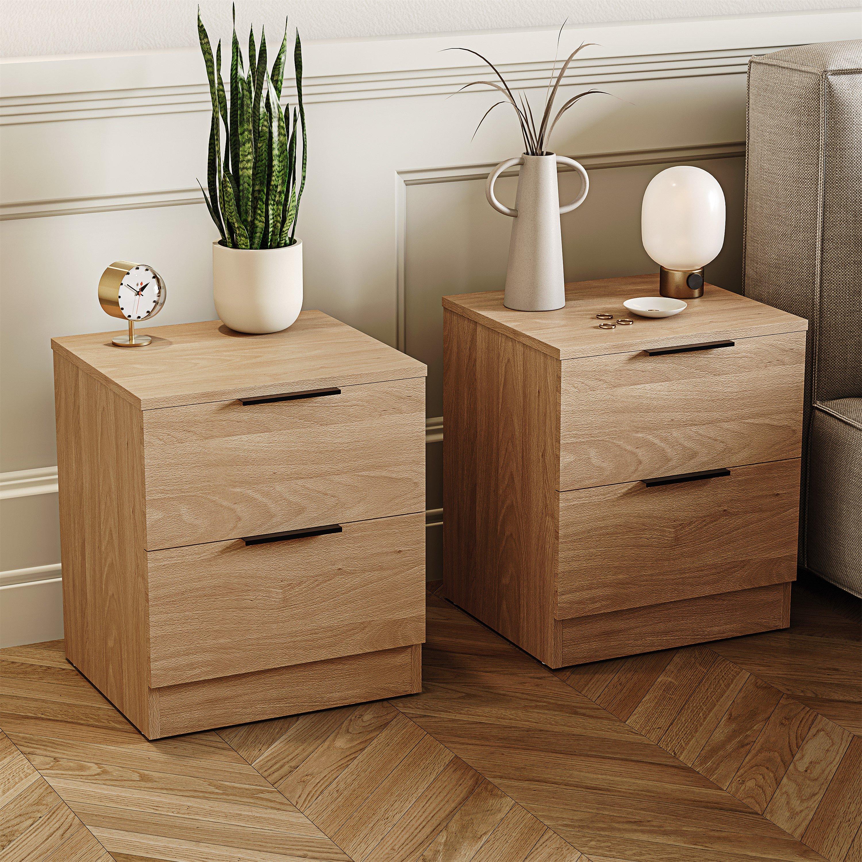 Lassic  Trega 2 Drawer Bedside Chest Set Of 2 - Pine - 2 Drawer