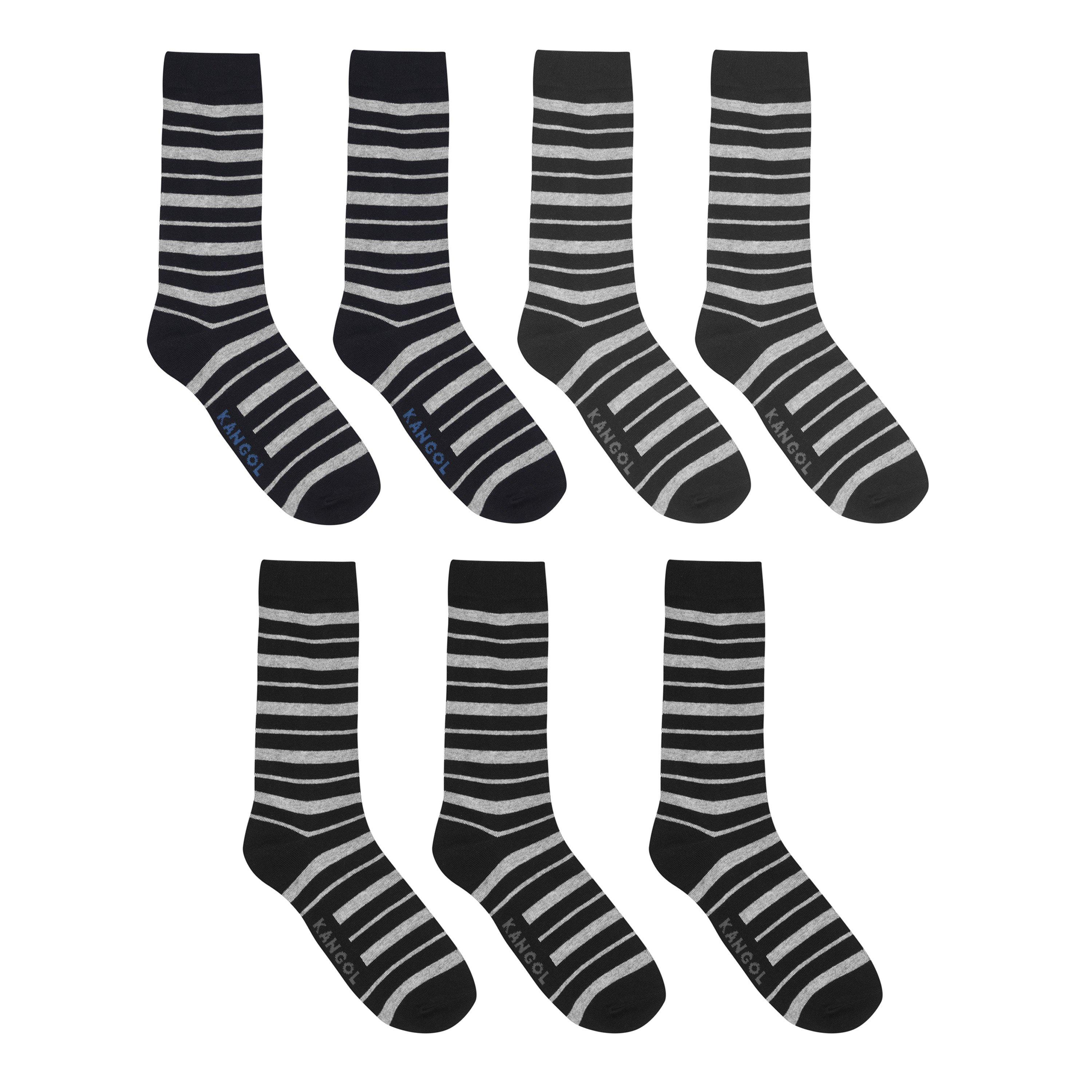Bk Ch Nv Stripe - Kangol - Formal Socks 7 Pack Mens Plus - 1