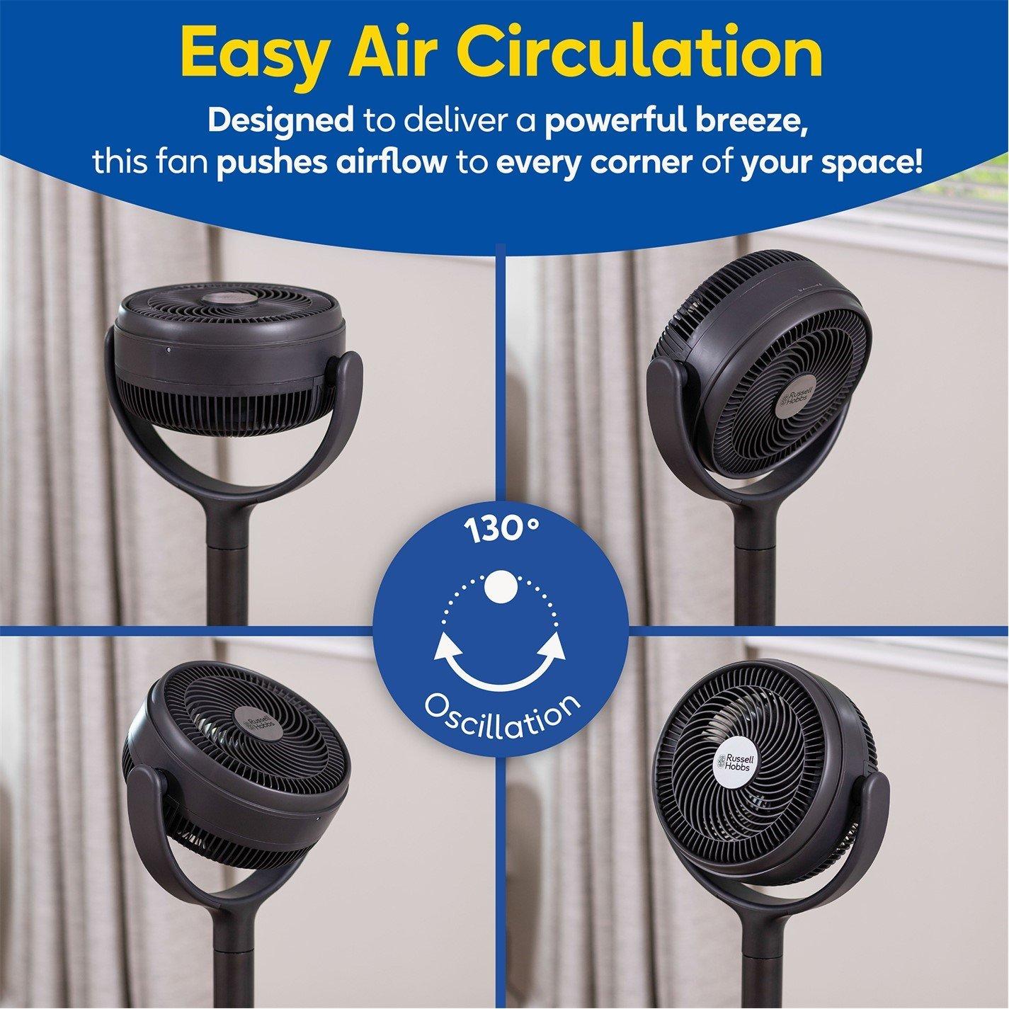 Grey - Russell Hobbs - Russell Hobbs RHPCF360 Pedestal Circulator 360 Fan - 6