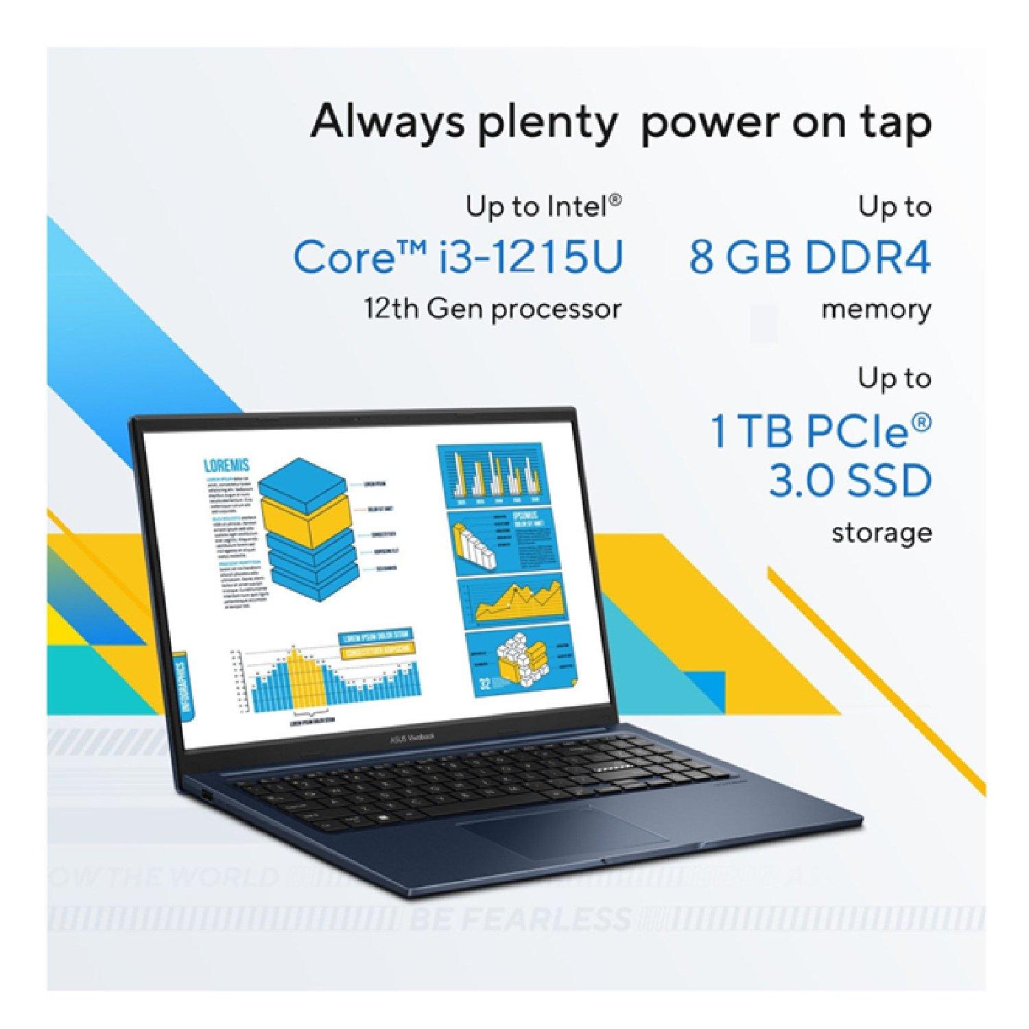 Blue - ASUS - Vivobook 15 15.6 Laptop -  Core i3 8GB 128GB - 3