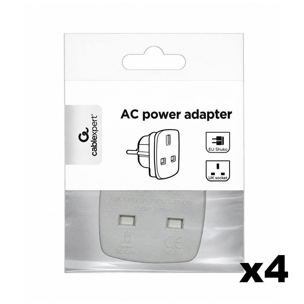Cablexpert Uk 3-Pin To Eu Plug 7.5A Power Adapter - Pack Of 4 - Image 2