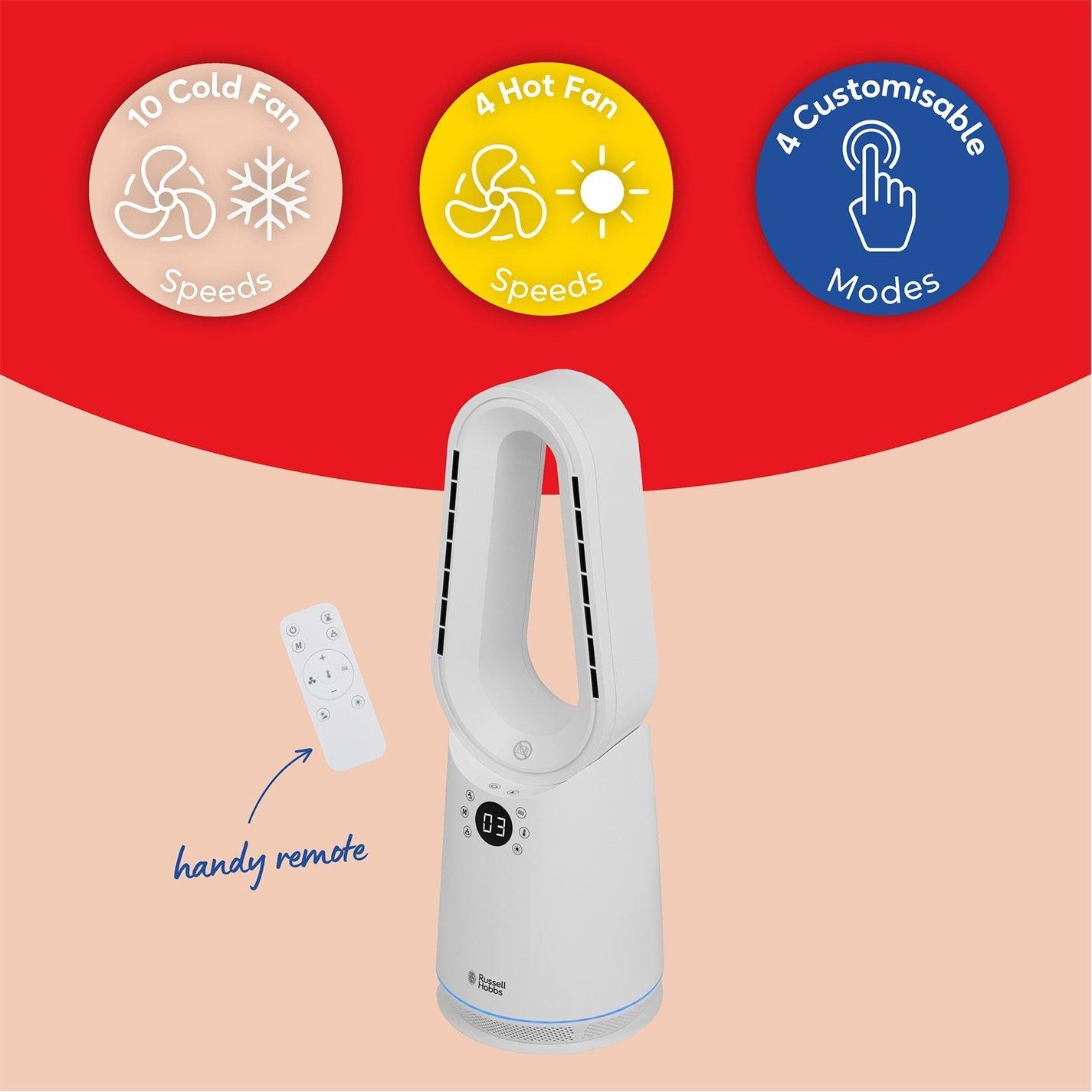 White - Russell Hobbs - RHCBLDL3IN1 Bladeless Fan and Heater - White - 3