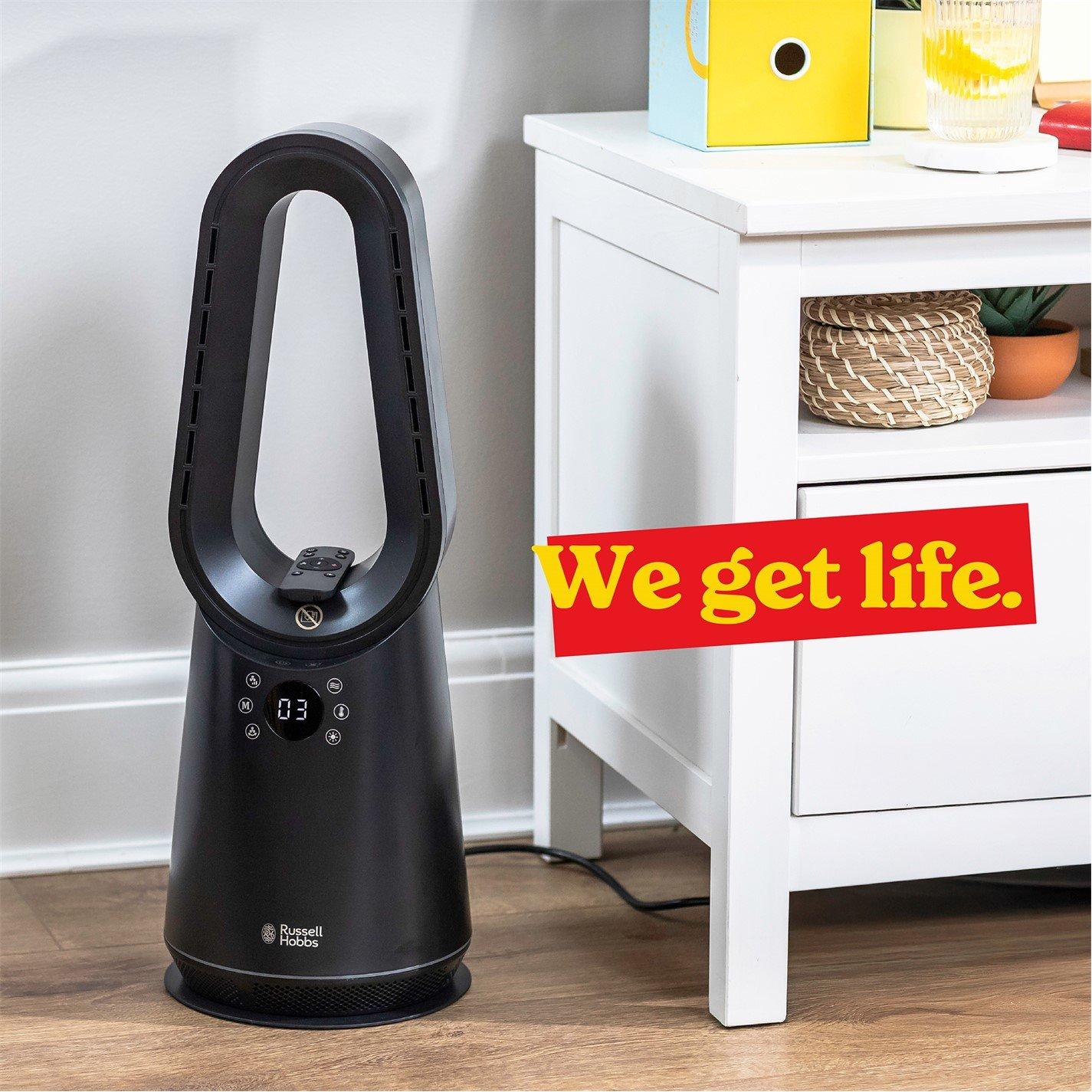 Black - Russell Hobbs - RHCBLDL3IN1B Compact Bladeless Heat & Cool Fan - 11