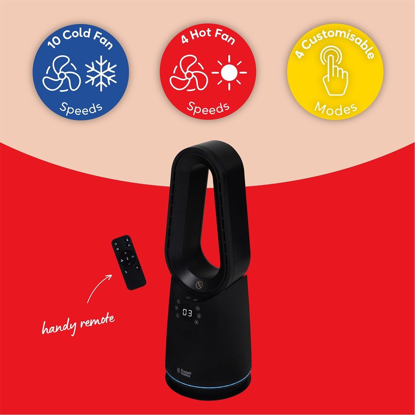 Black - Russell Hobbs - RHCBLDL3IN1B Compact Bladeless Heat & Cool Fan - 3