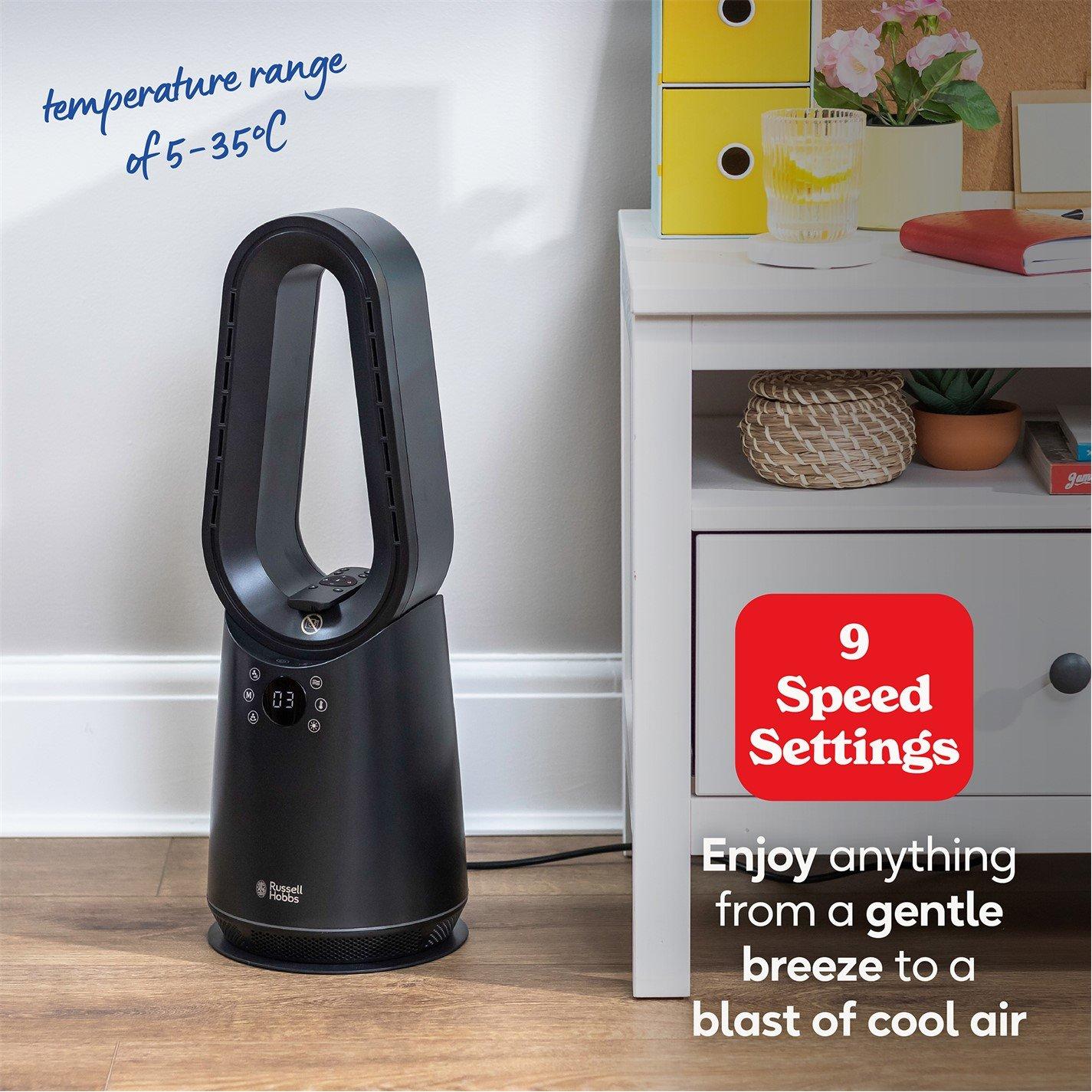 Black - Russell Hobbs - RHCBLDL3IN1B Compact Bladeless Heat & Cool Fan - 7