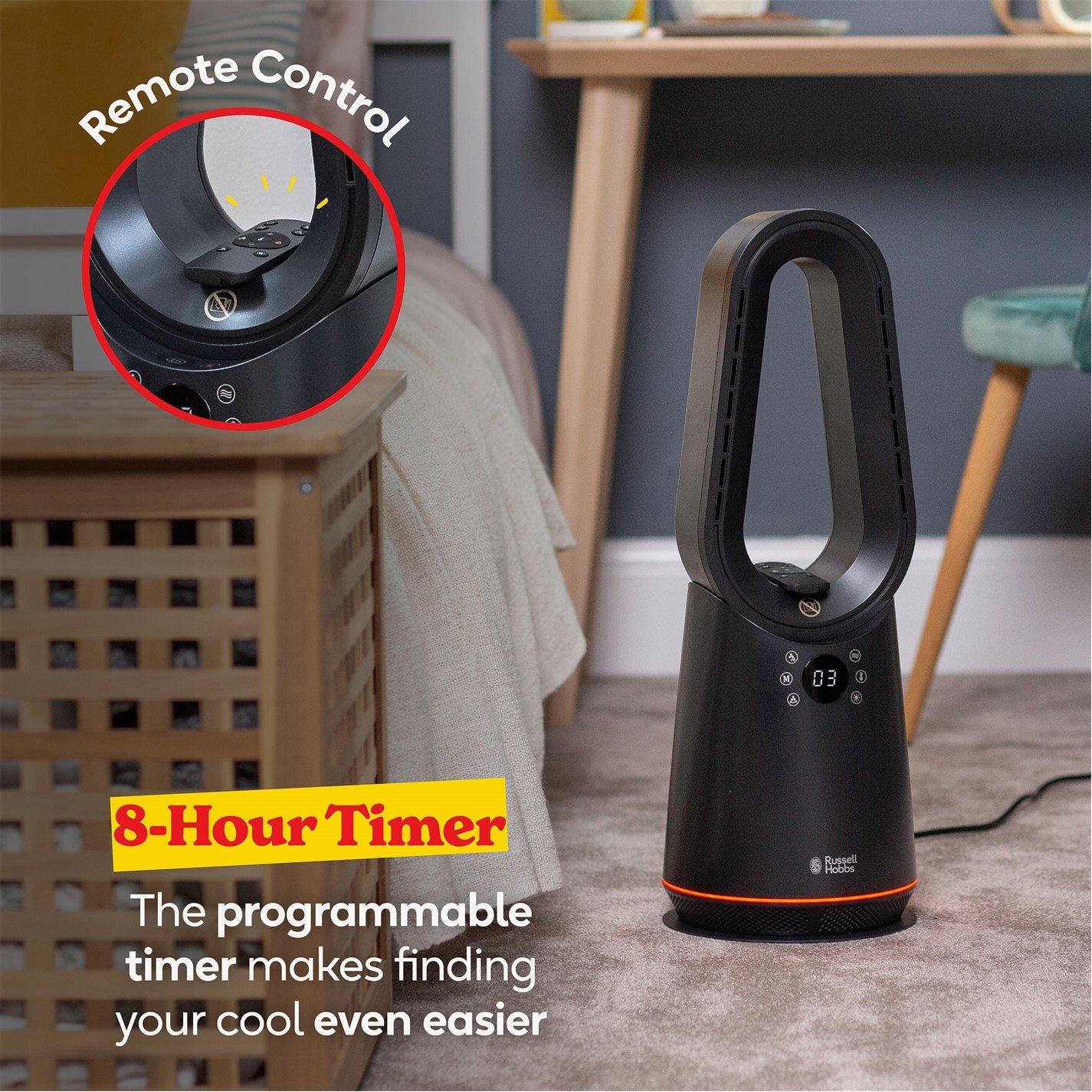 Black - Russell Hobbs - RHCBLDL3IN1B Compact Bladeless Heat & Cool Fan - 8